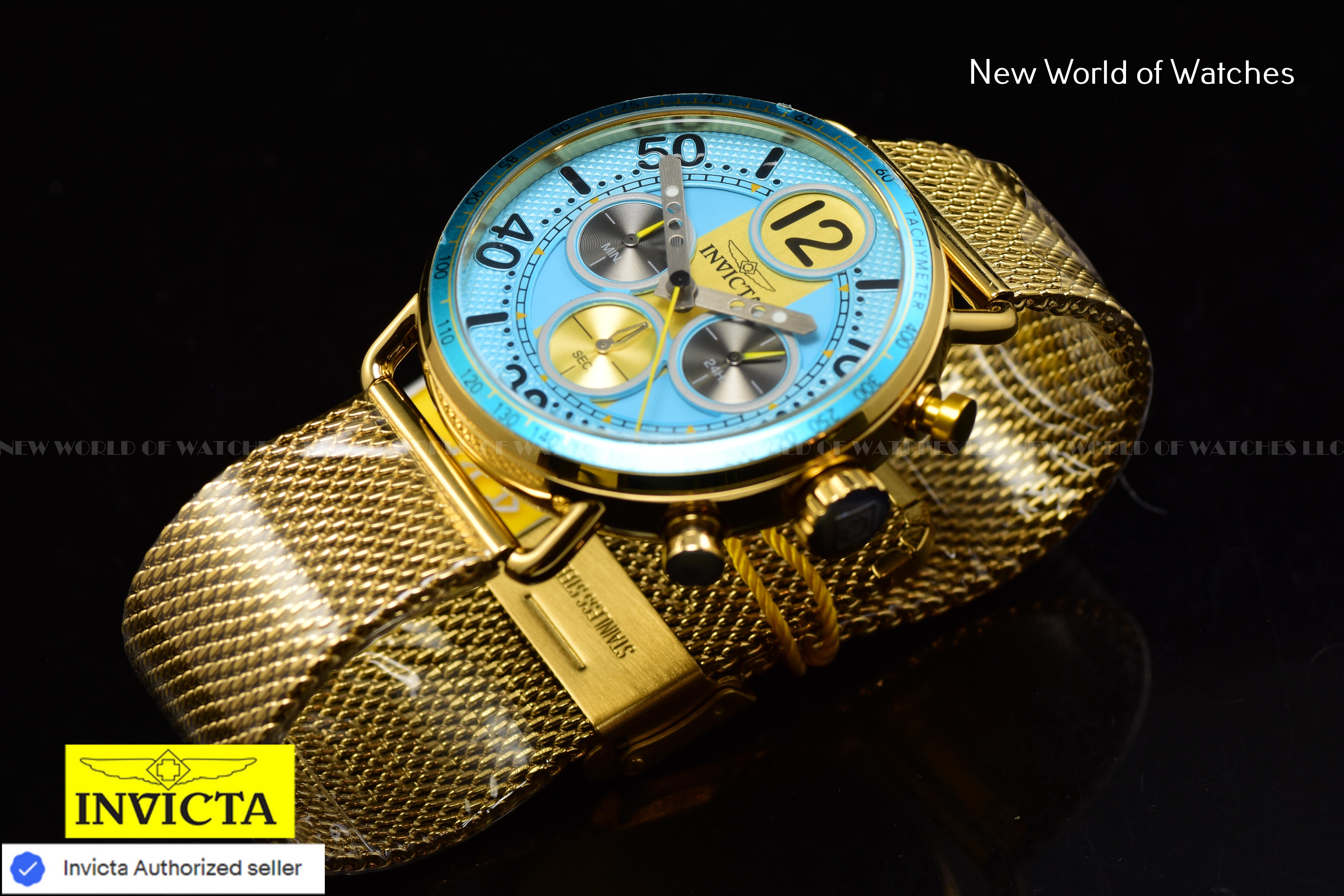 Invicta Men Speedway 44mm Light Blue Quartz Japan Stainless Steel Watch