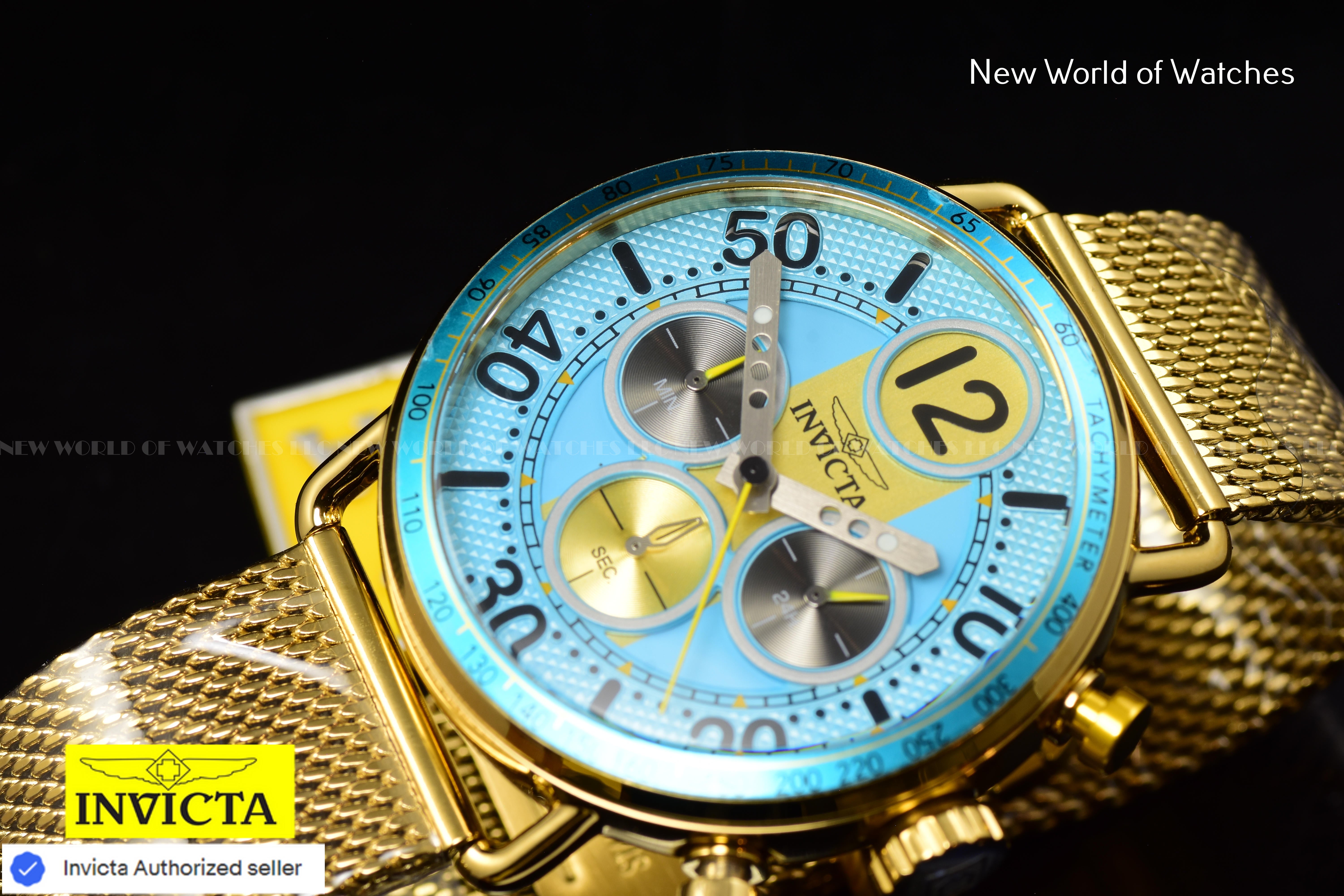 Invicta Men Speedway 44mm Light Blue Quartz Japan Stainless Steel Watch