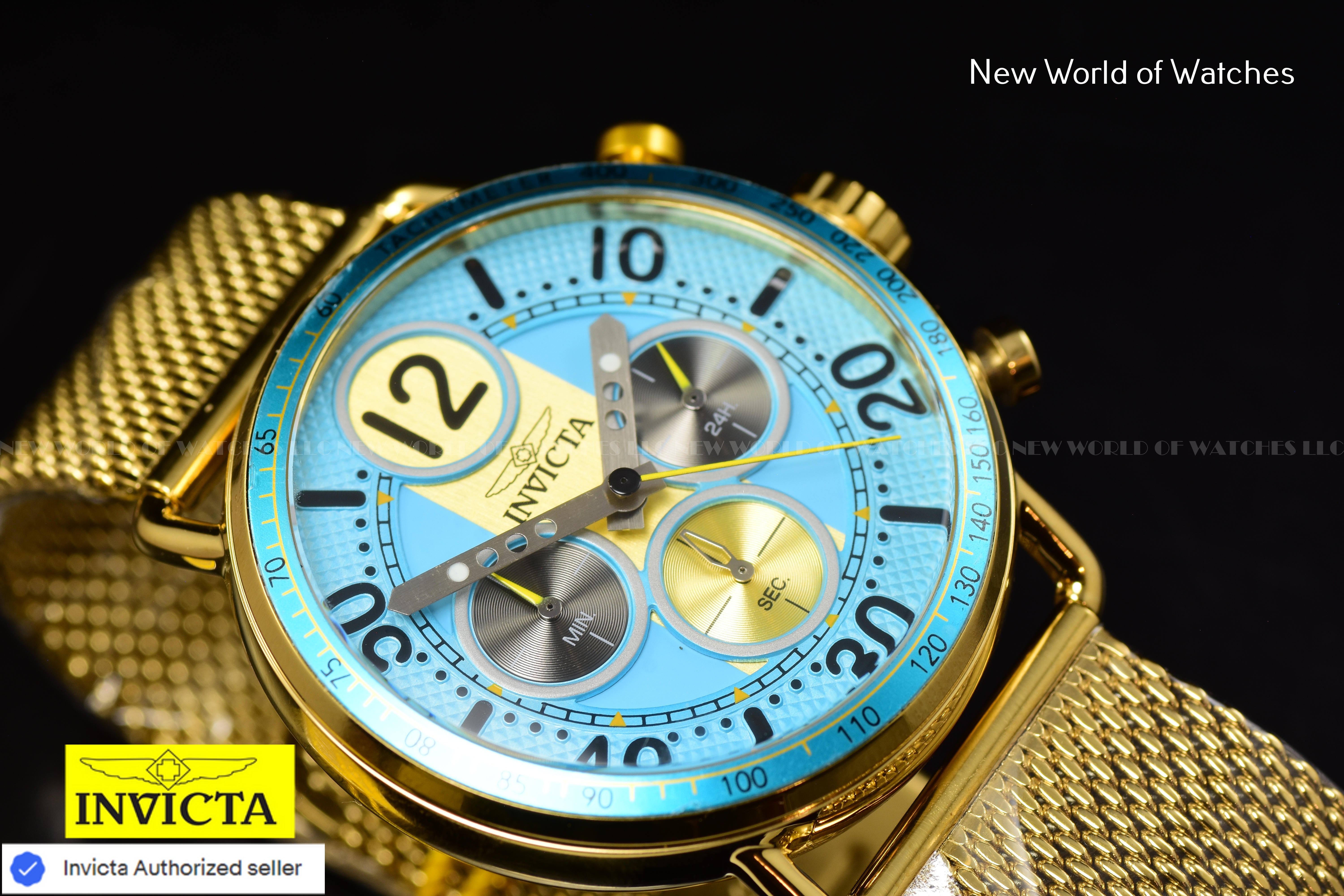 Invicta Men Speedway 44mm Light Blue Quartz Japan Stainless Steel Watch