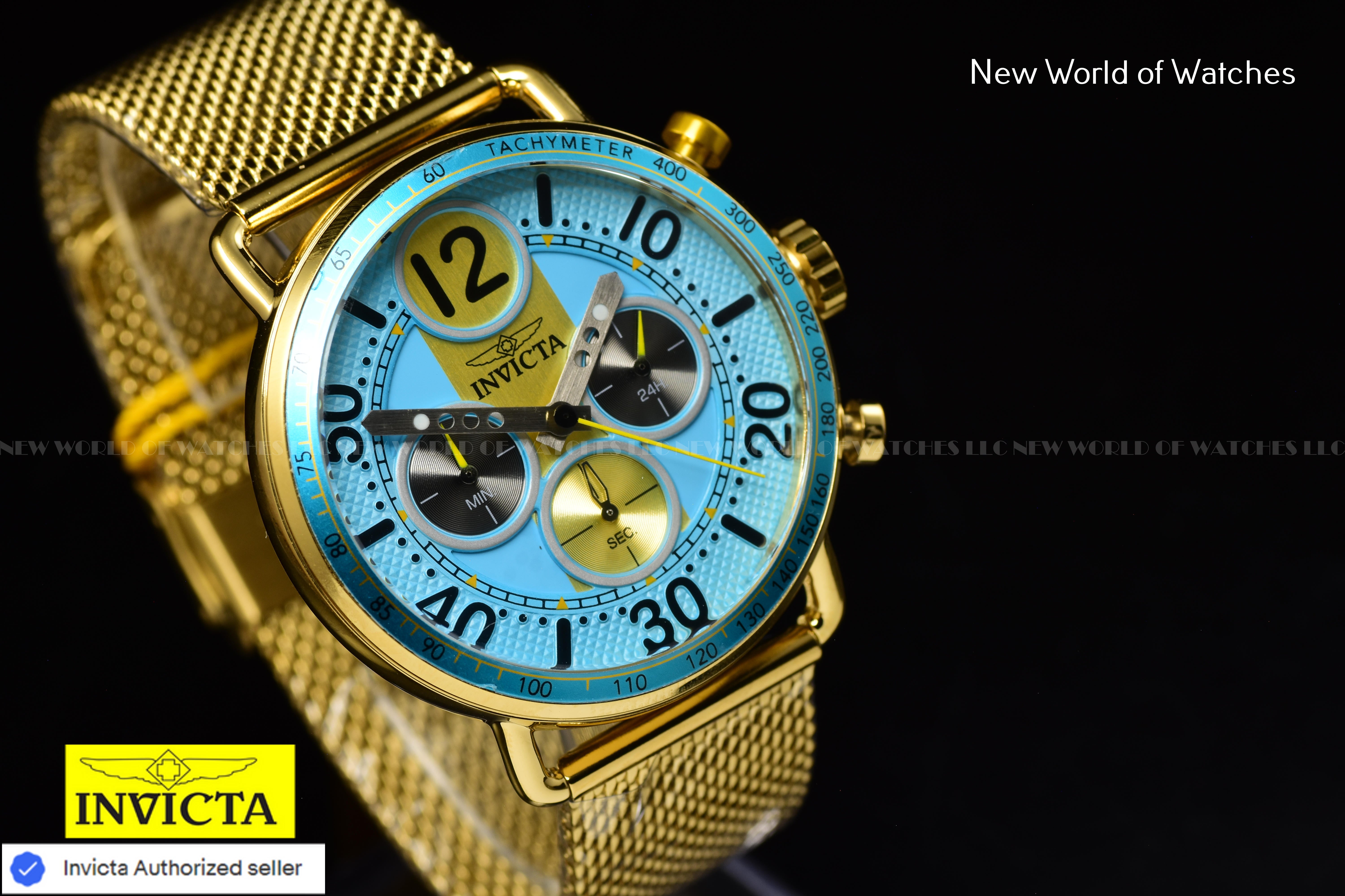 Invicta Men Speedway 44mm Light Blue Quartz Japan Stainless Steel Watch