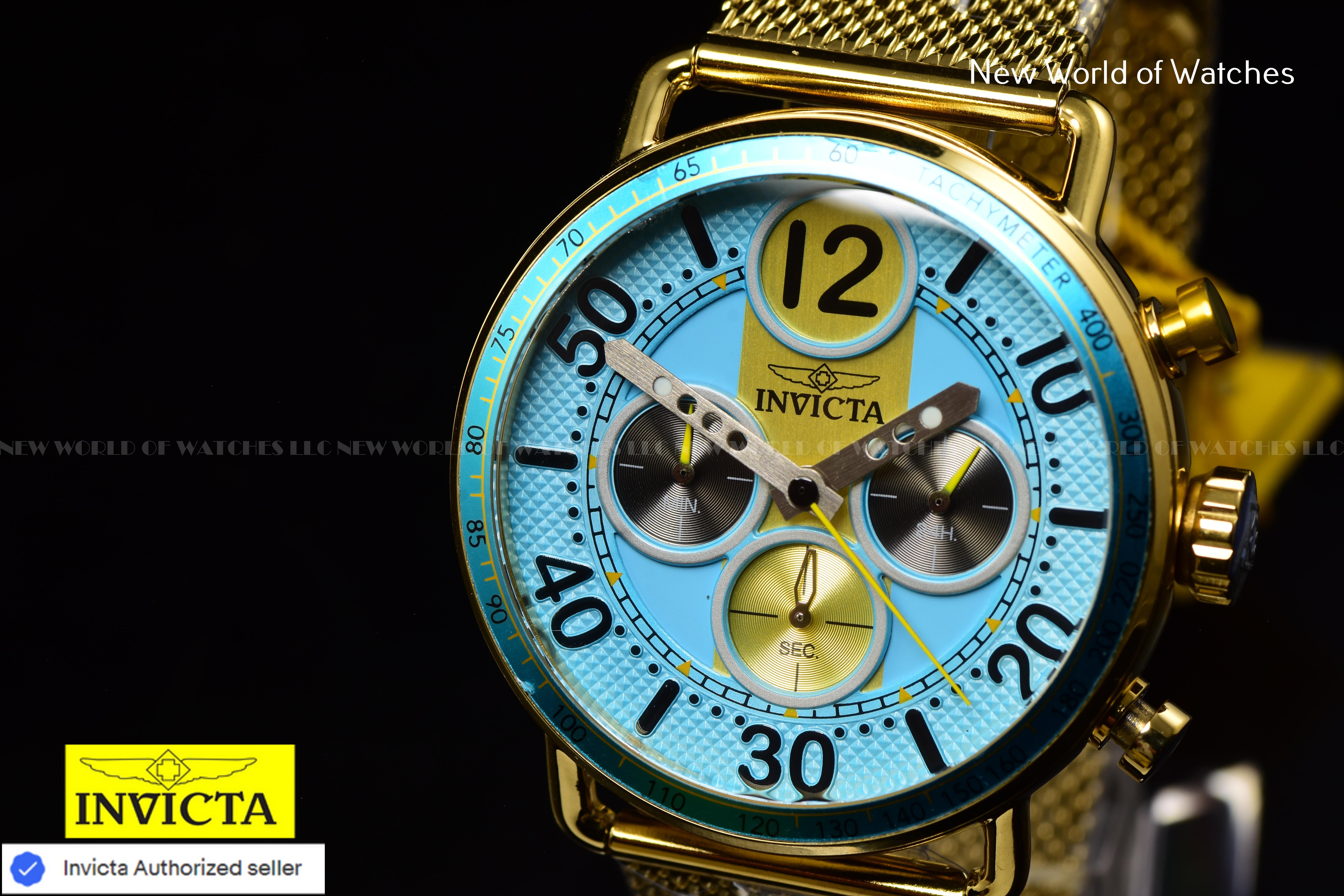 Invicta Men Speedway 44mm Light Blue Quartz Japan Stainless Steel Watch