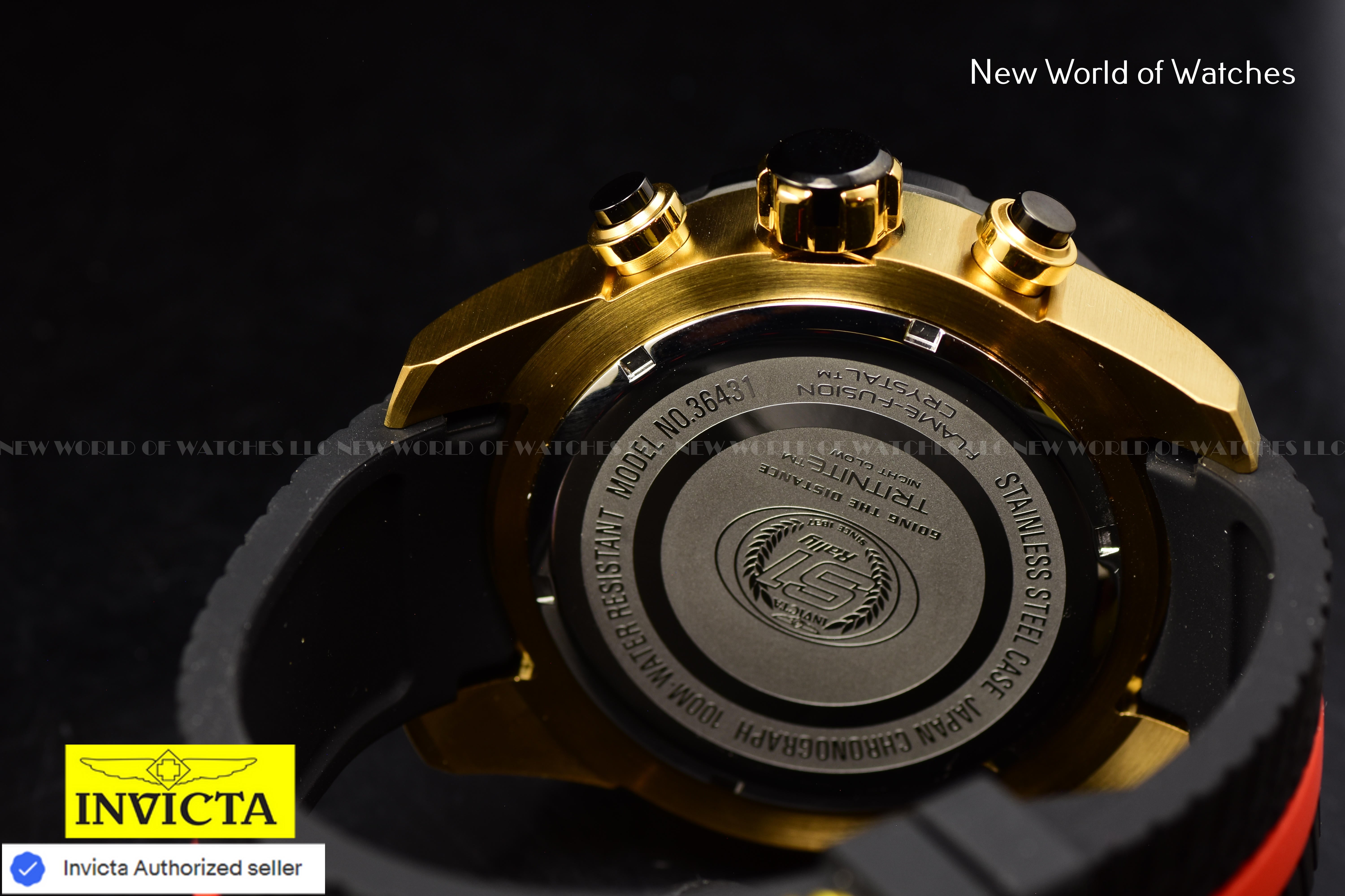 Invicta Men S1 Rally 52mm Gold Red Black Quartz Japan Silicone Watch