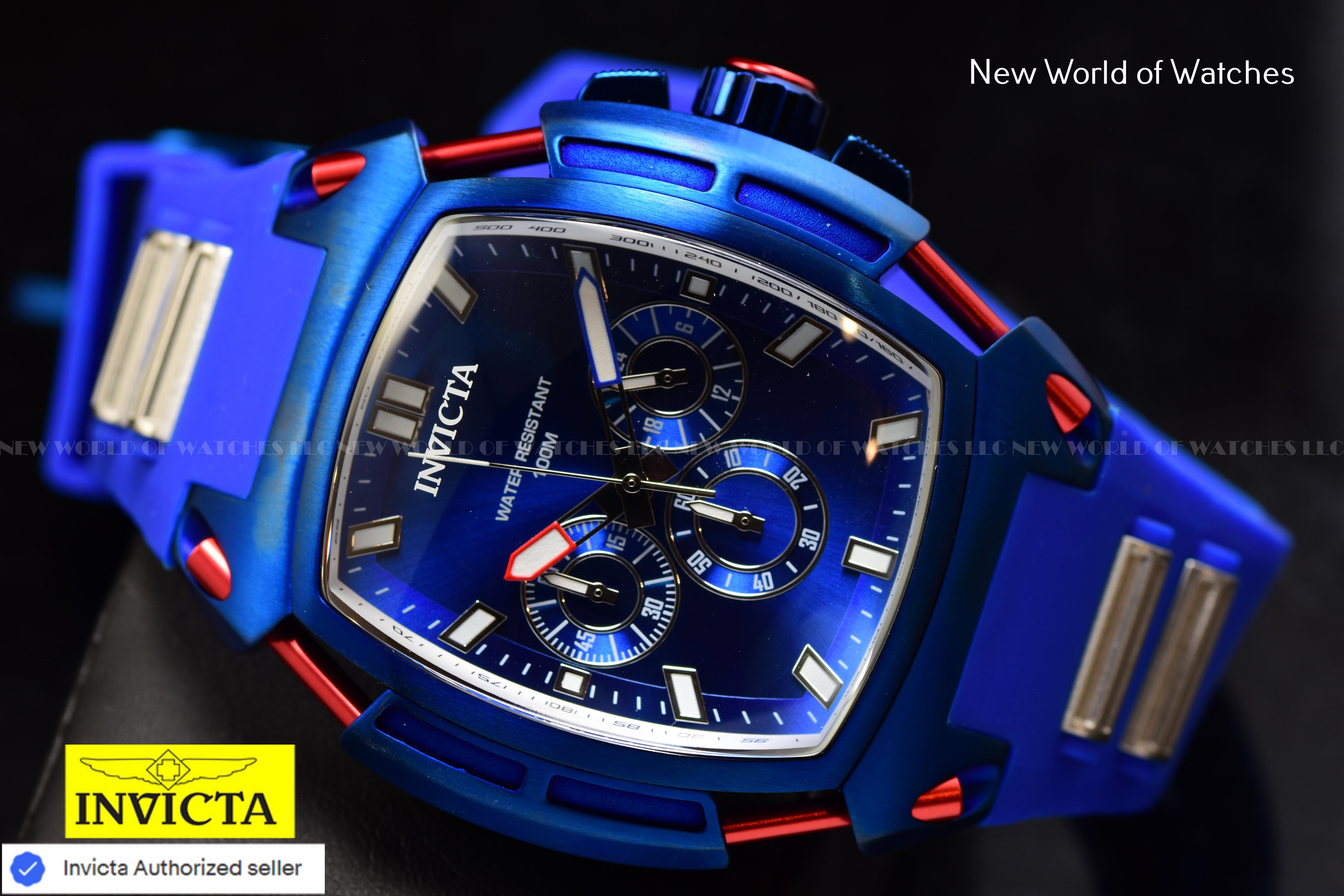 Invicta Men S1 Rally 53mm Blue Quartz Japan Silicone Stainless Steel Watch 46775