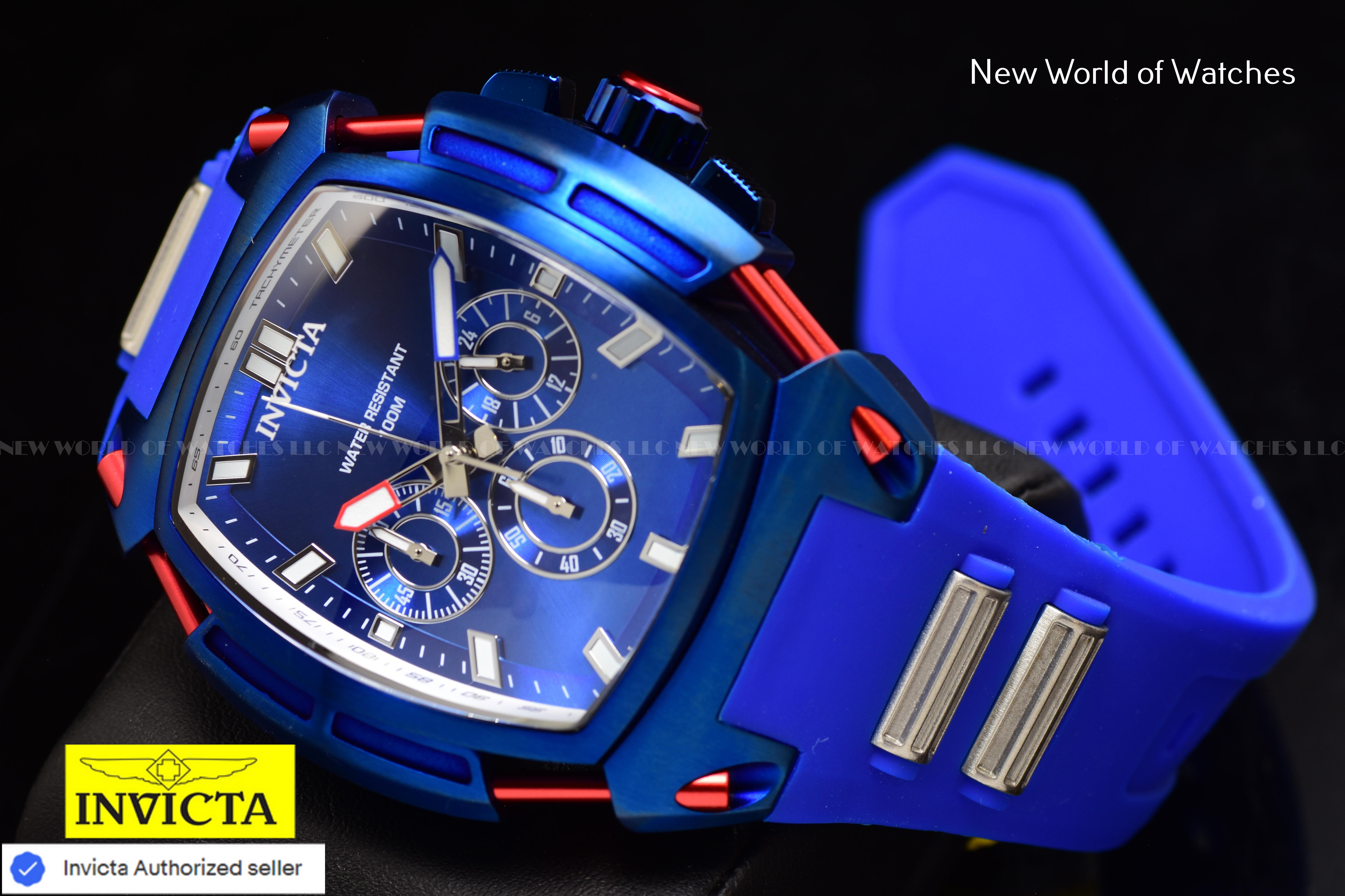 Invicta Men S1 Rally 53mm Blue Quartz Japan Silicone Stainless Steel Watch 46775
