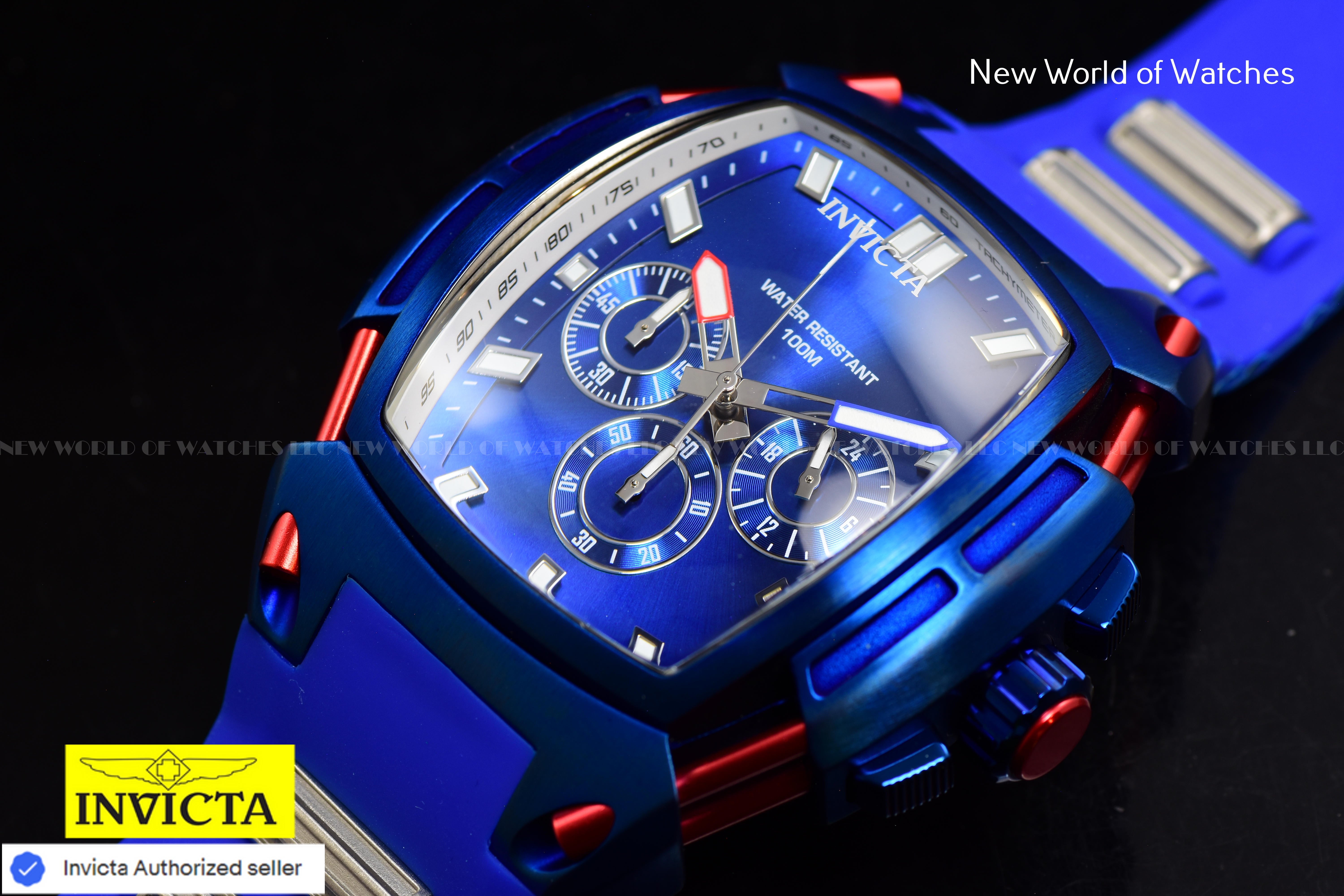 Invicta Men S1 Rally 53mm Blue Quartz Japan Silicone Stainless Steel Watch 46775