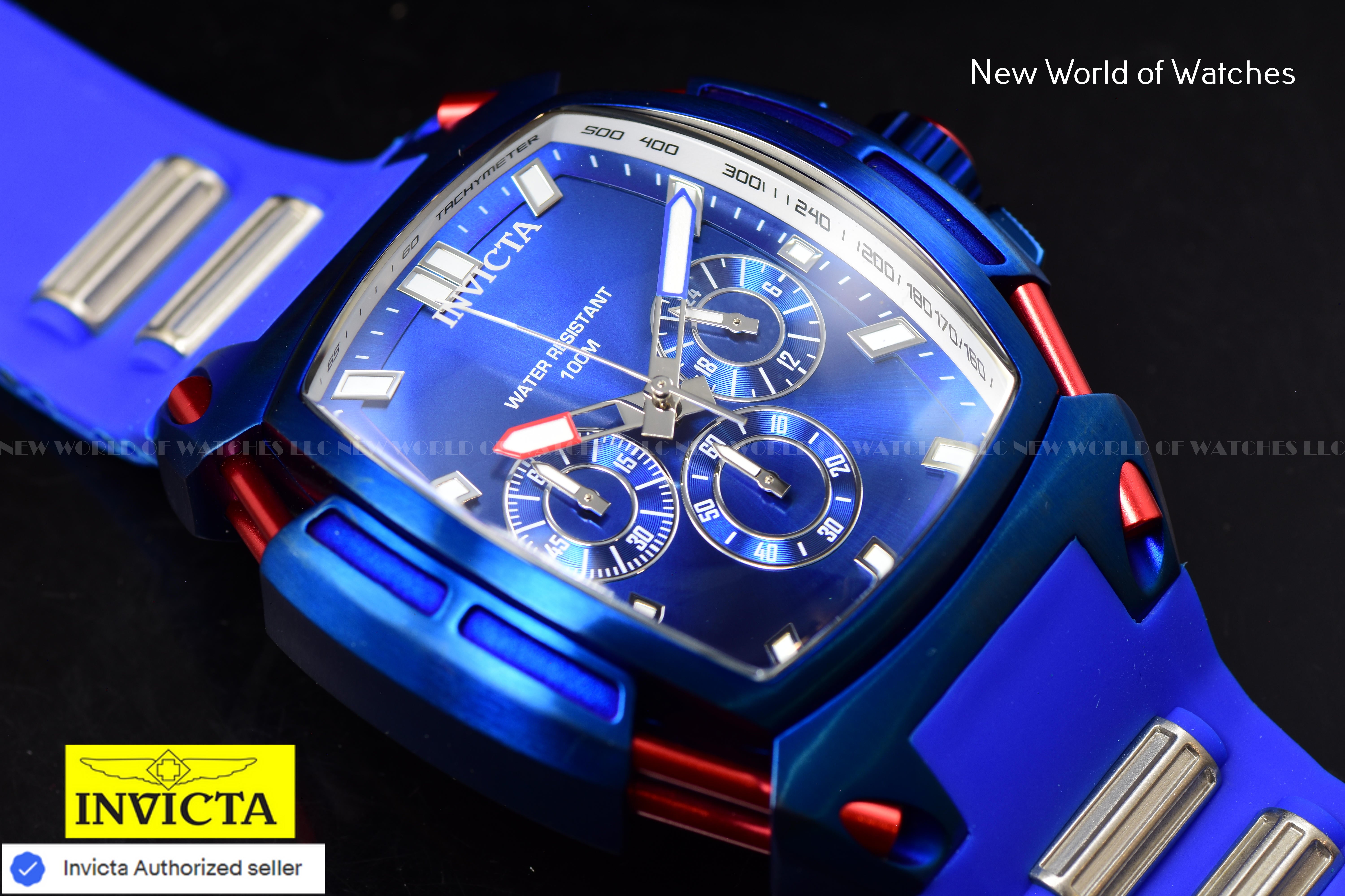 Invicta Men S1 Rally 53mm Blue Quartz Japan Silicone Stainless Steel Watch 46775