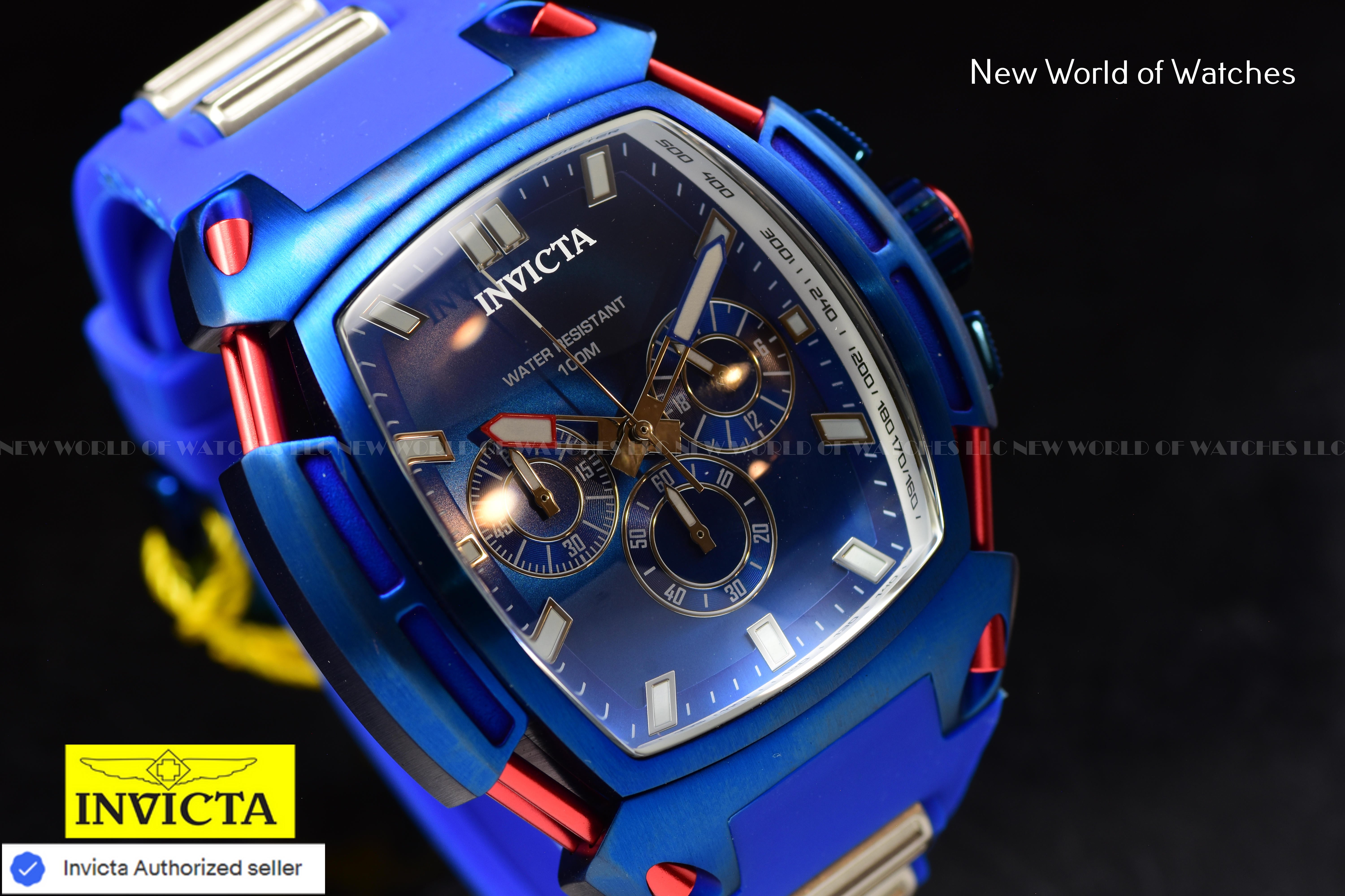 Invicta Men S1 Rally 53mm Blue Quartz Japan Silicone Stainless Steel Watch 46775