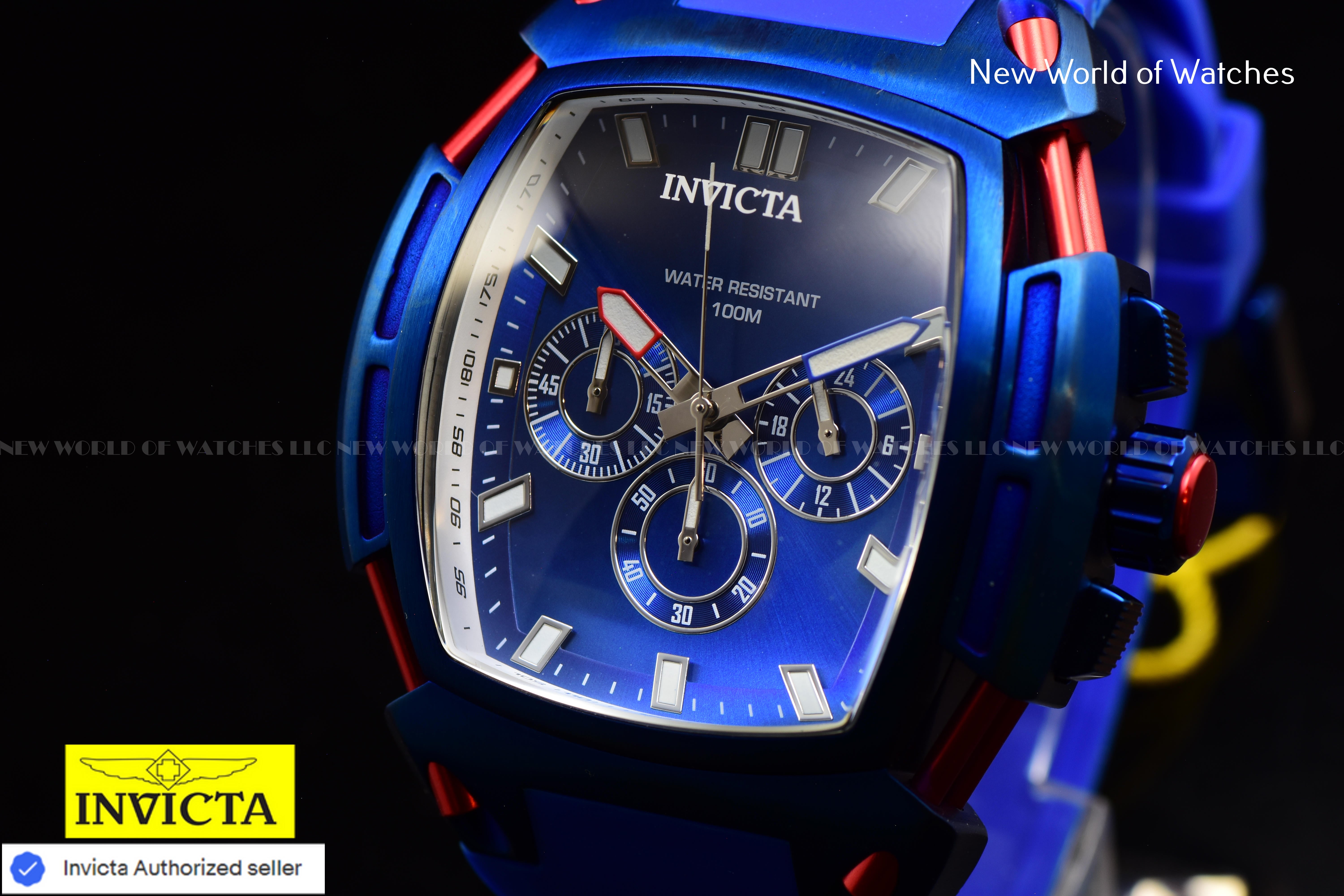 Invicta Men S1 Rally 53mm Blue Quartz Japan Silicone Stainless Steel Watch 46775