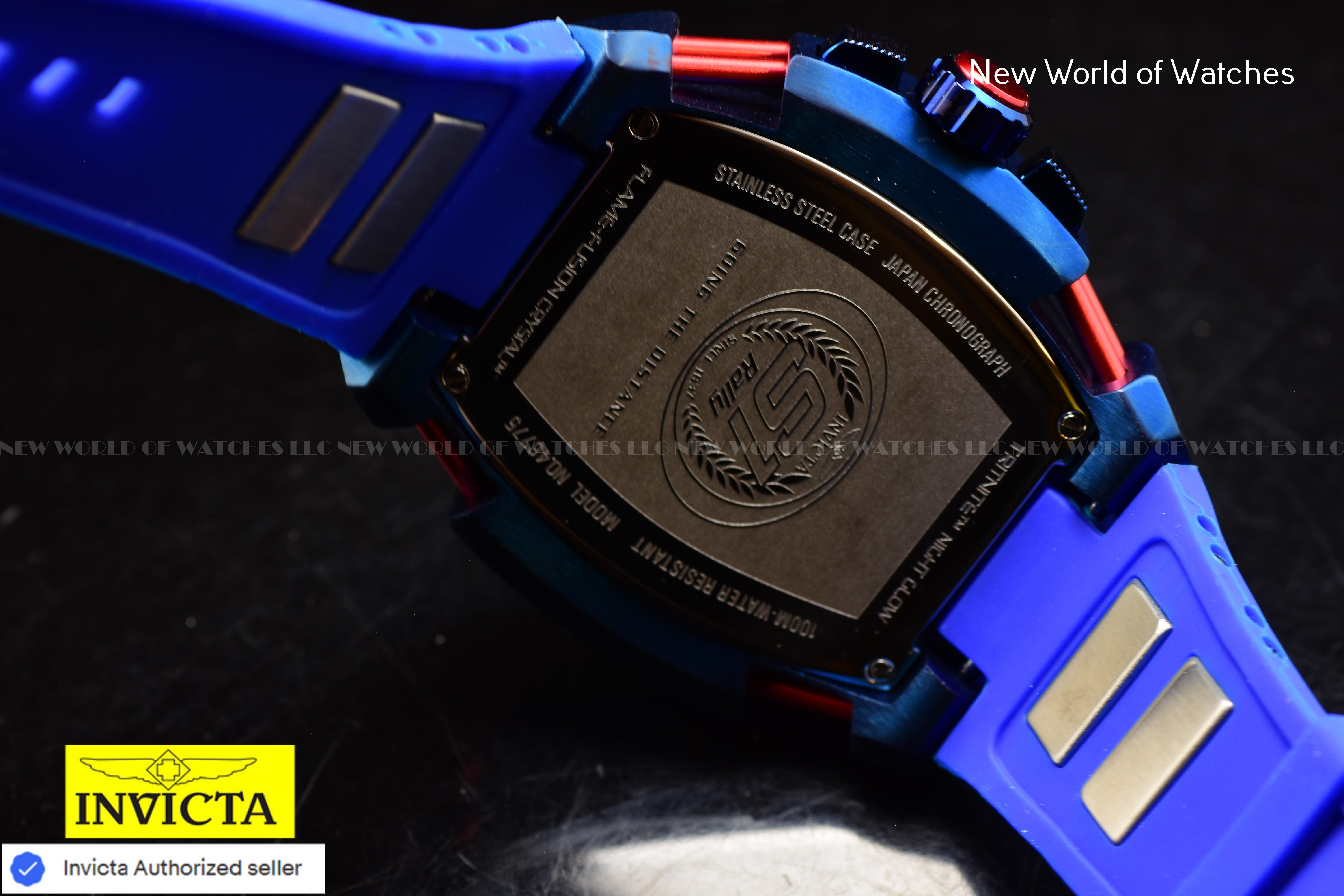 Invicta Men S1 Rally 53mm Blue Quartz Japan Silicone Stainless Steel Watch 46775