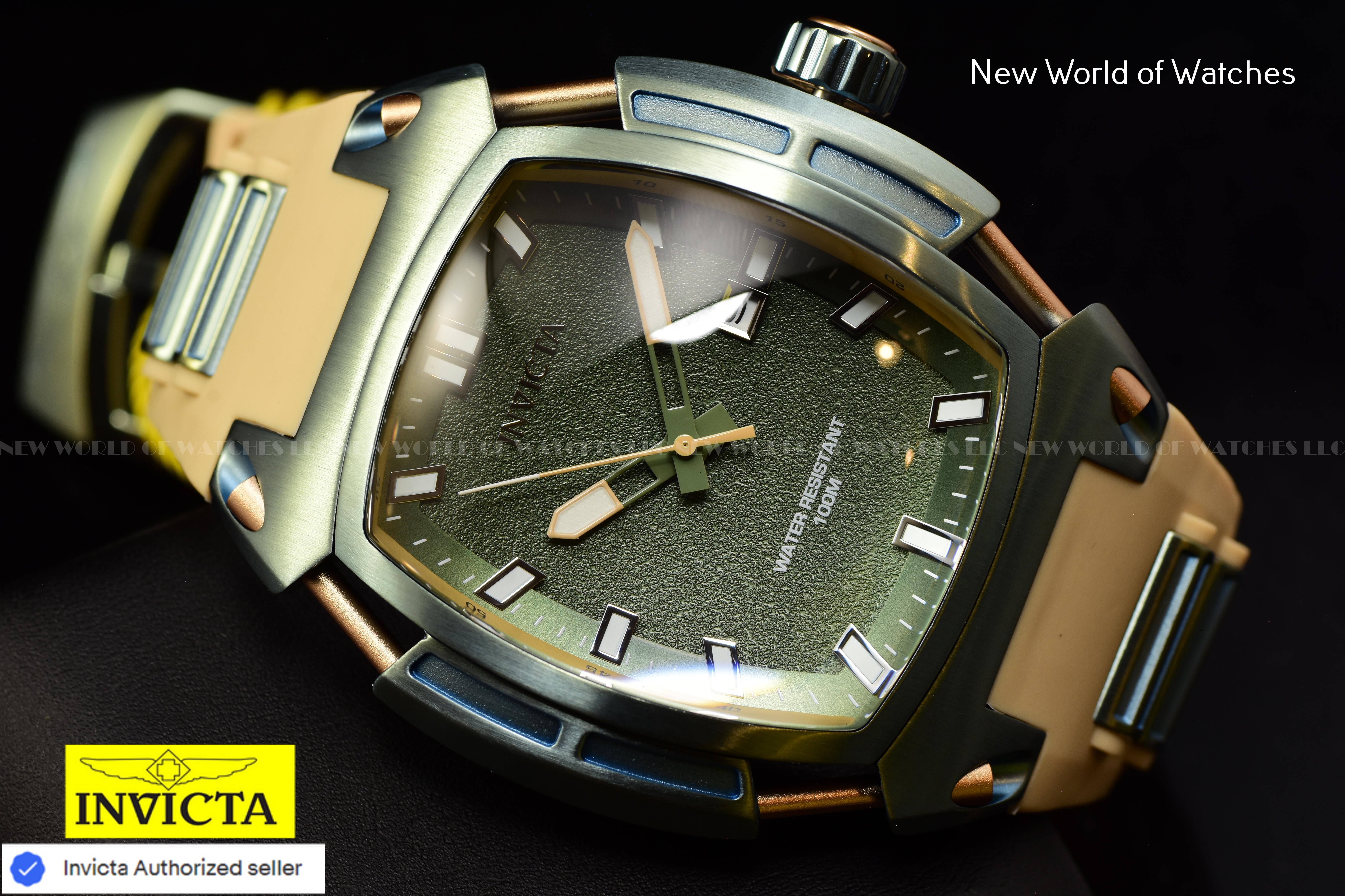 Invicta Men S1 Rally 53mm Green Quartz Japan Silicone Stainless Steel Watch