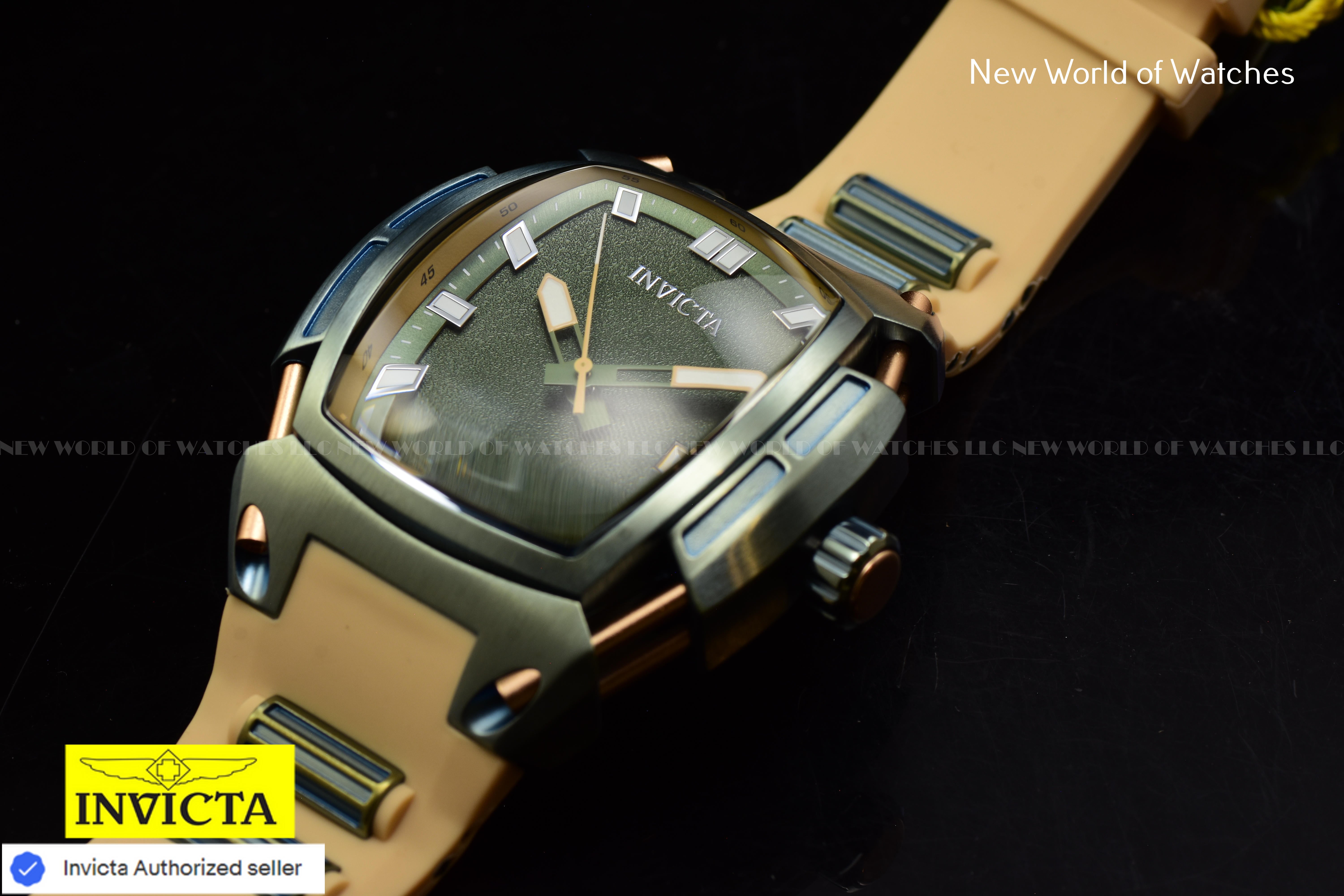 Invicta Men S1 Rally 53mm Green Quartz Japan Silicone Stainless Steel Watch