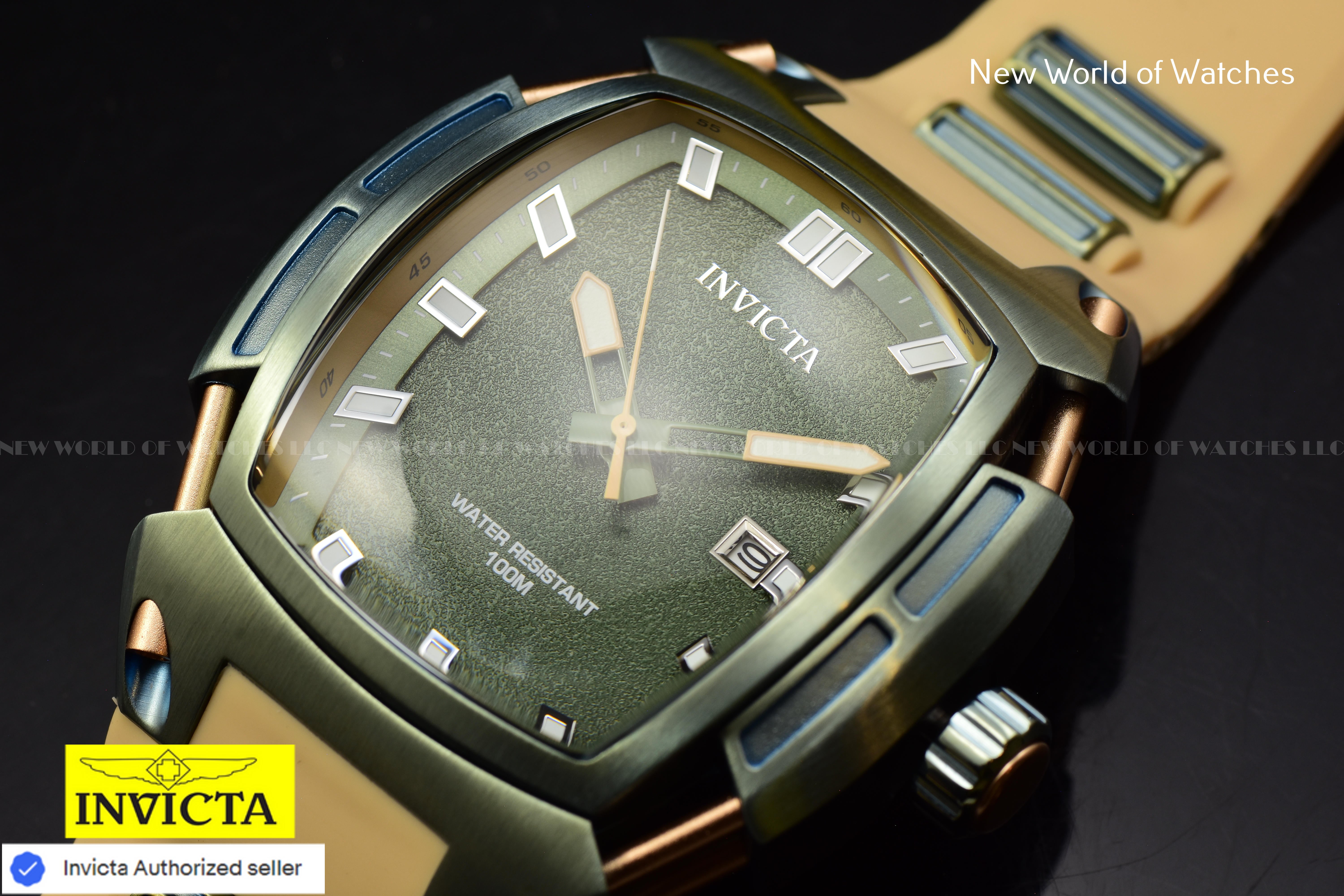 Invicta Men S1 Rally 53mm Green Quartz Japan Silicone Stainless Steel Watch