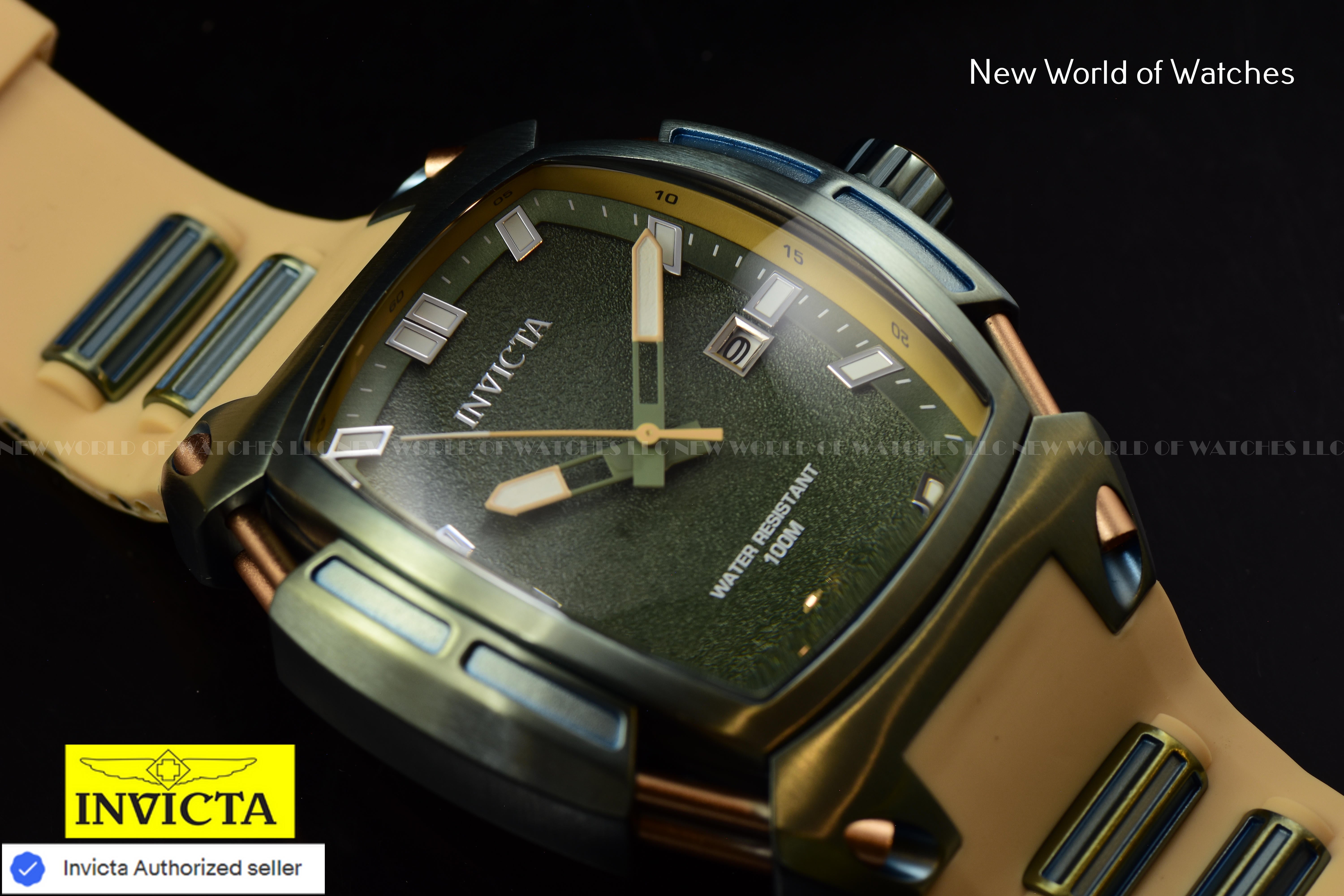 Invicta Men S1 Rally 53mm Green Quartz Japan Silicone Stainless Steel Watch