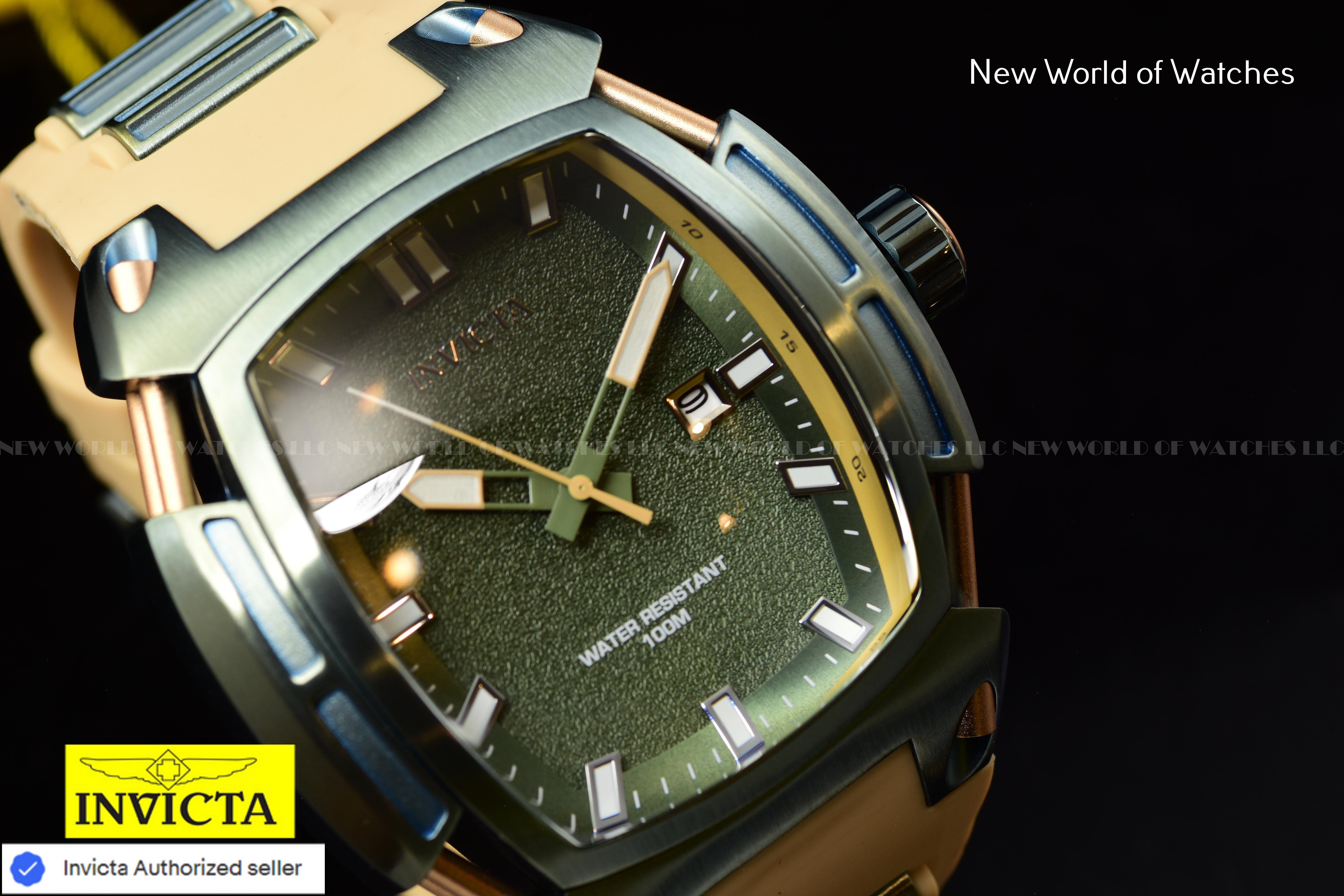 Invicta Men S1 Rally 53mm Green Quartz Japan Silicone Stainless Steel Watch