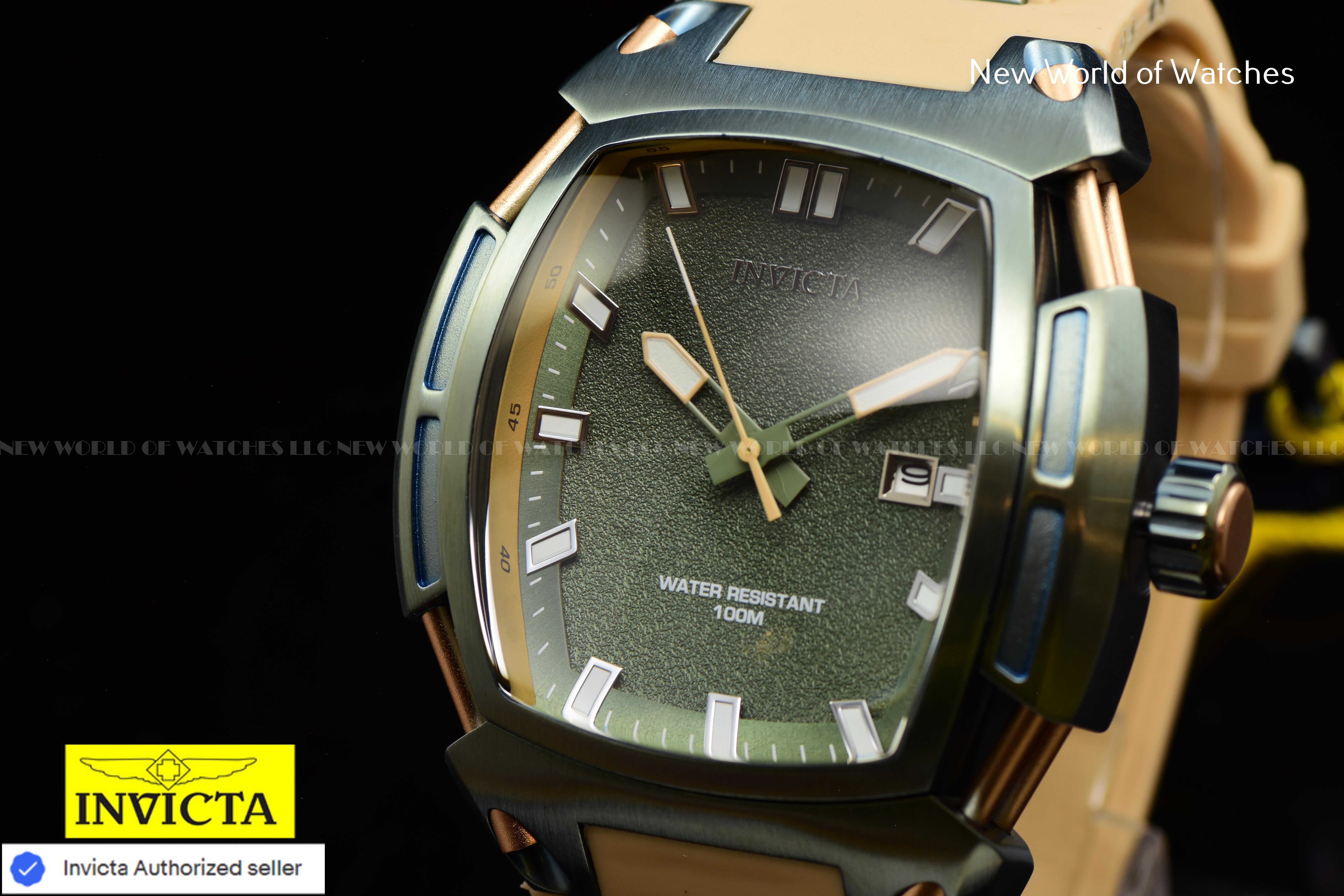 Invicta Men S1 Rally 53mm Green Quartz Japan Silicone Stainless Steel Watch