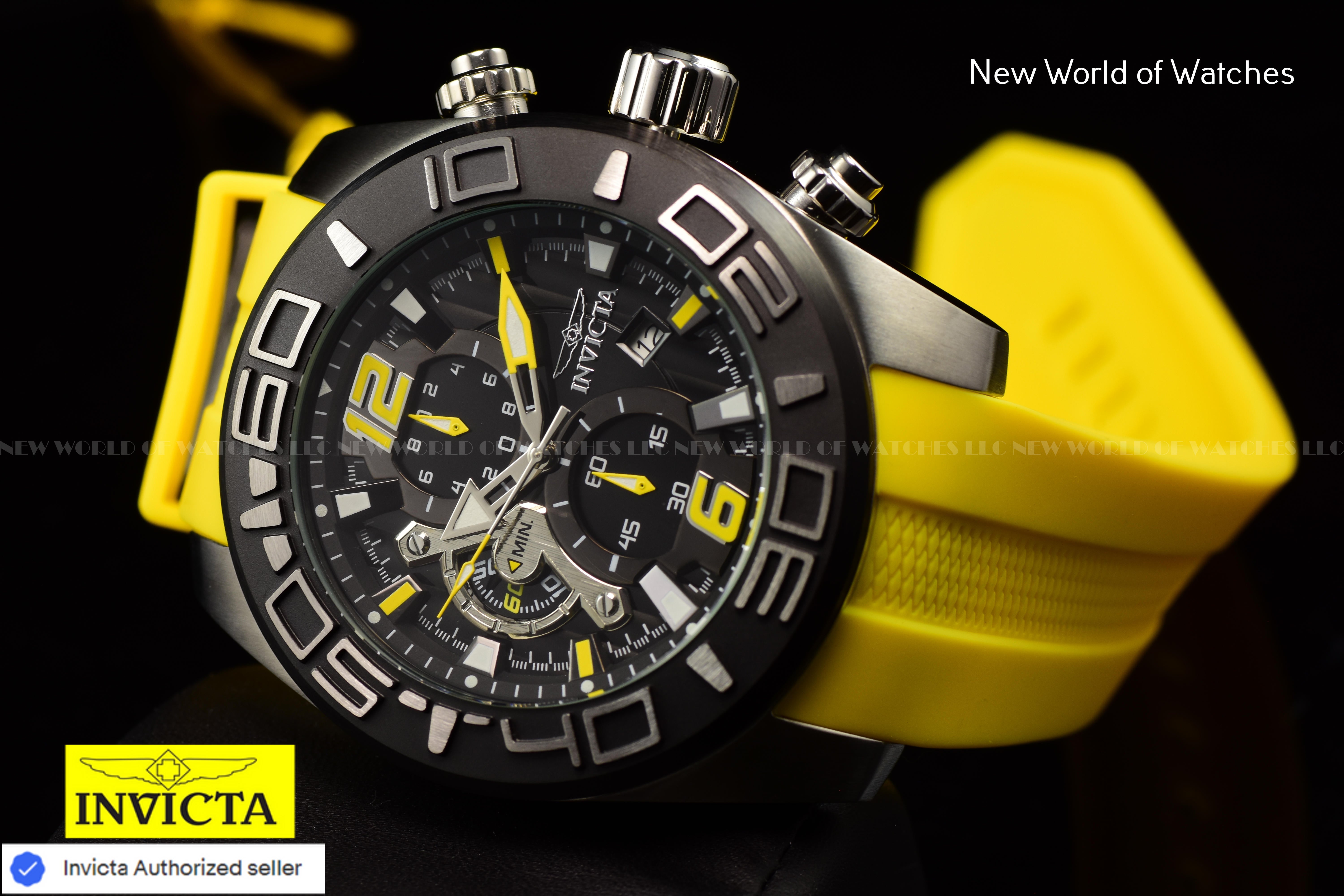 Invicta 22808 Men's Pro Diver Quartz Stainless Steel and Silicone Yellow Watch