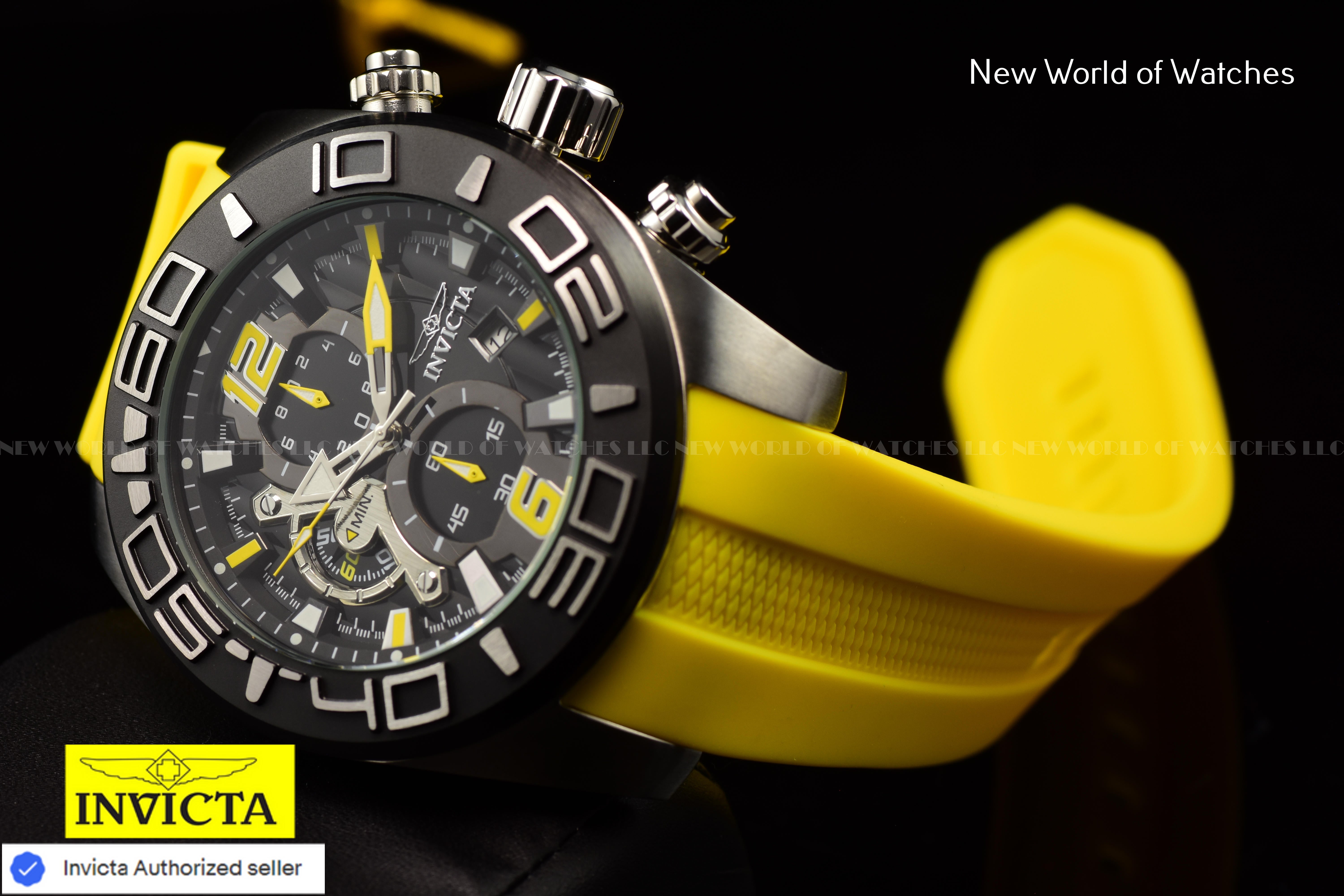 Invicta 22808 Men's Pro Diver Quartz Stainless Steel and Silicone Yellow Watch
