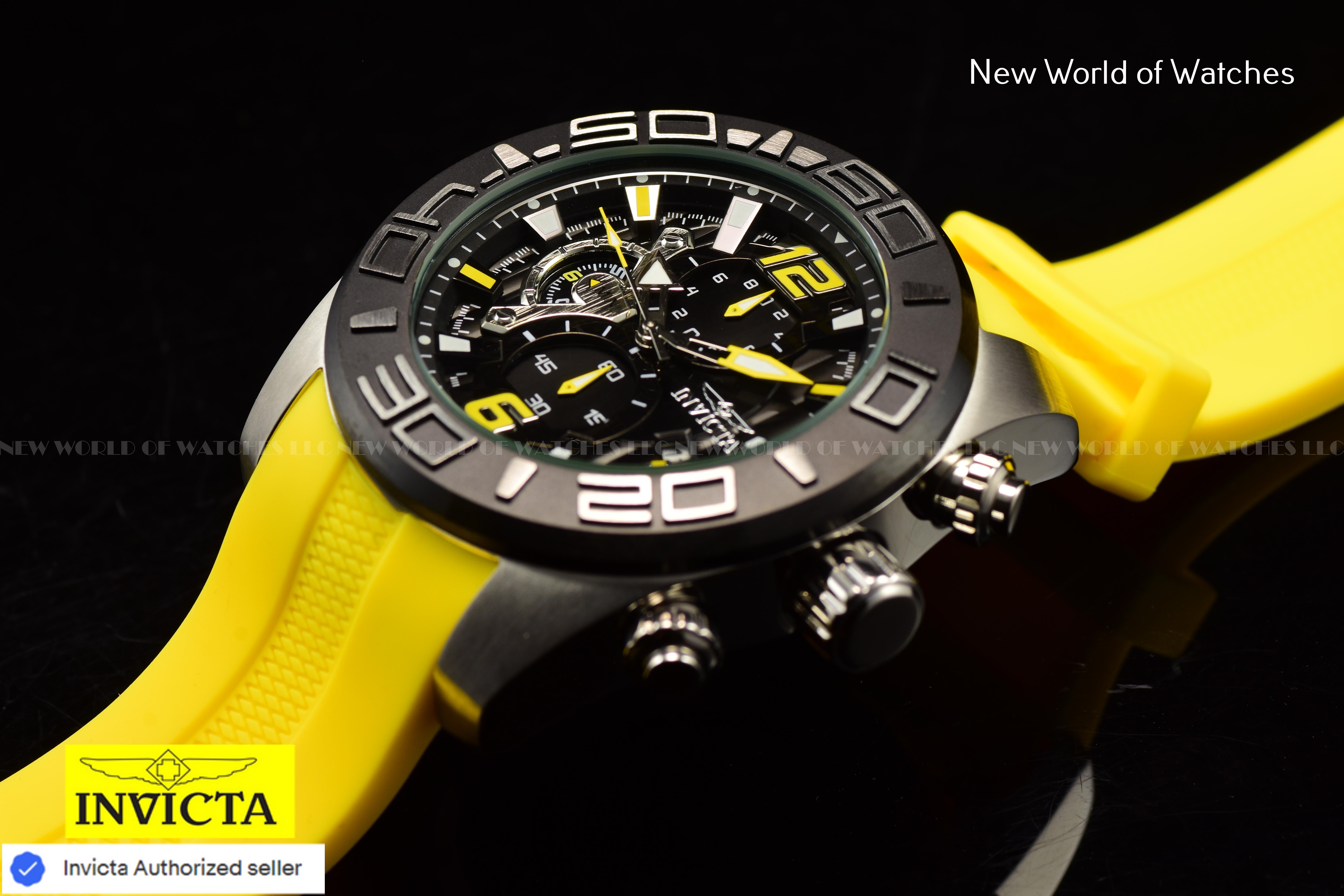 Invicta 22808 Men's Pro Diver Quartz Stainless Steel and Silicone Yellow Watch