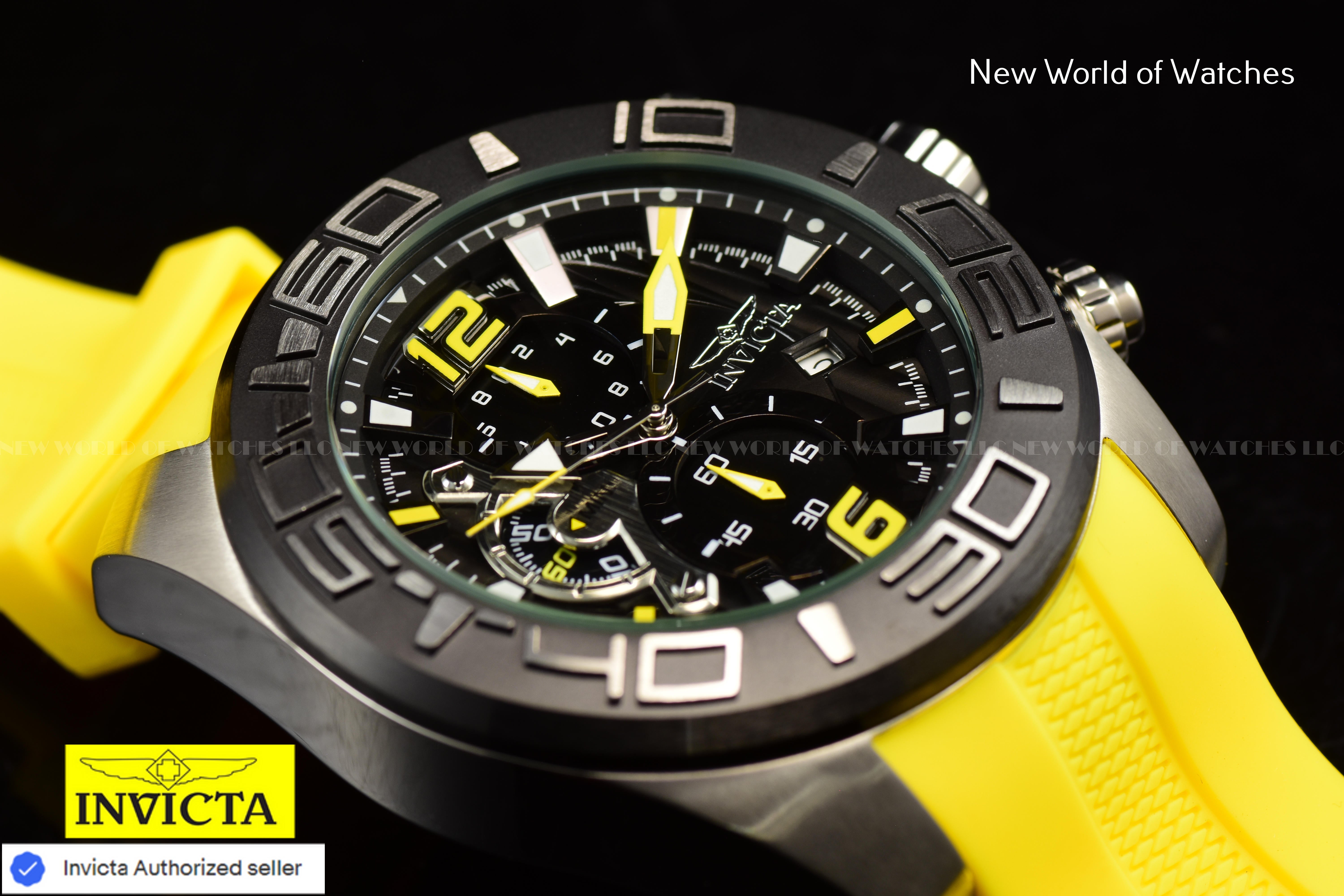Invicta 22808 Men's Pro Diver Quartz Stainless Steel and Silicone Yellow Watch