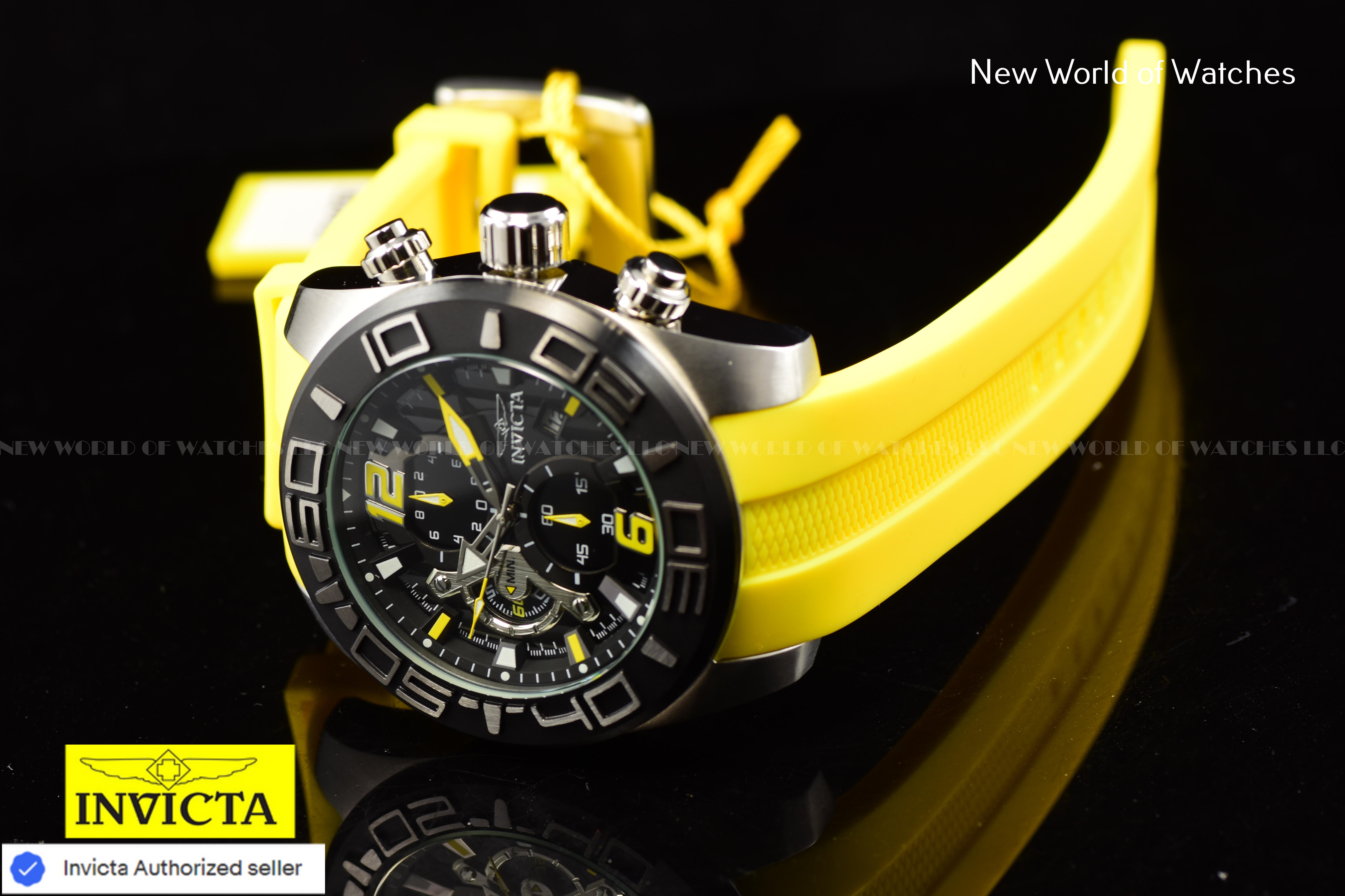 Invicta 22808 Men's Pro Diver Quartz Stainless Steel and Silicone Yellow Watch