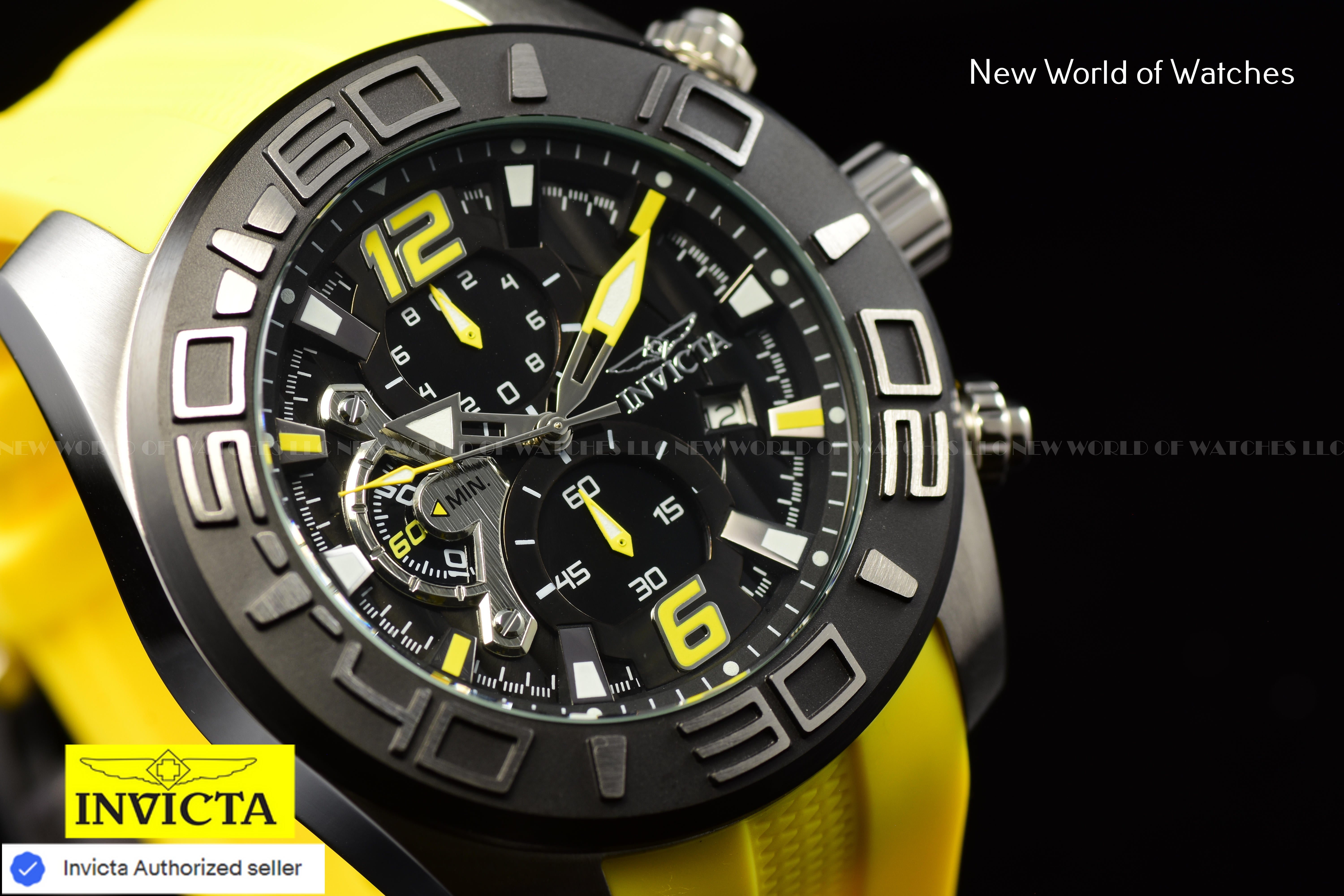 Invicta 22808 Men's Pro Diver Quartz Stainless Steel and Silicone Yellow Watch