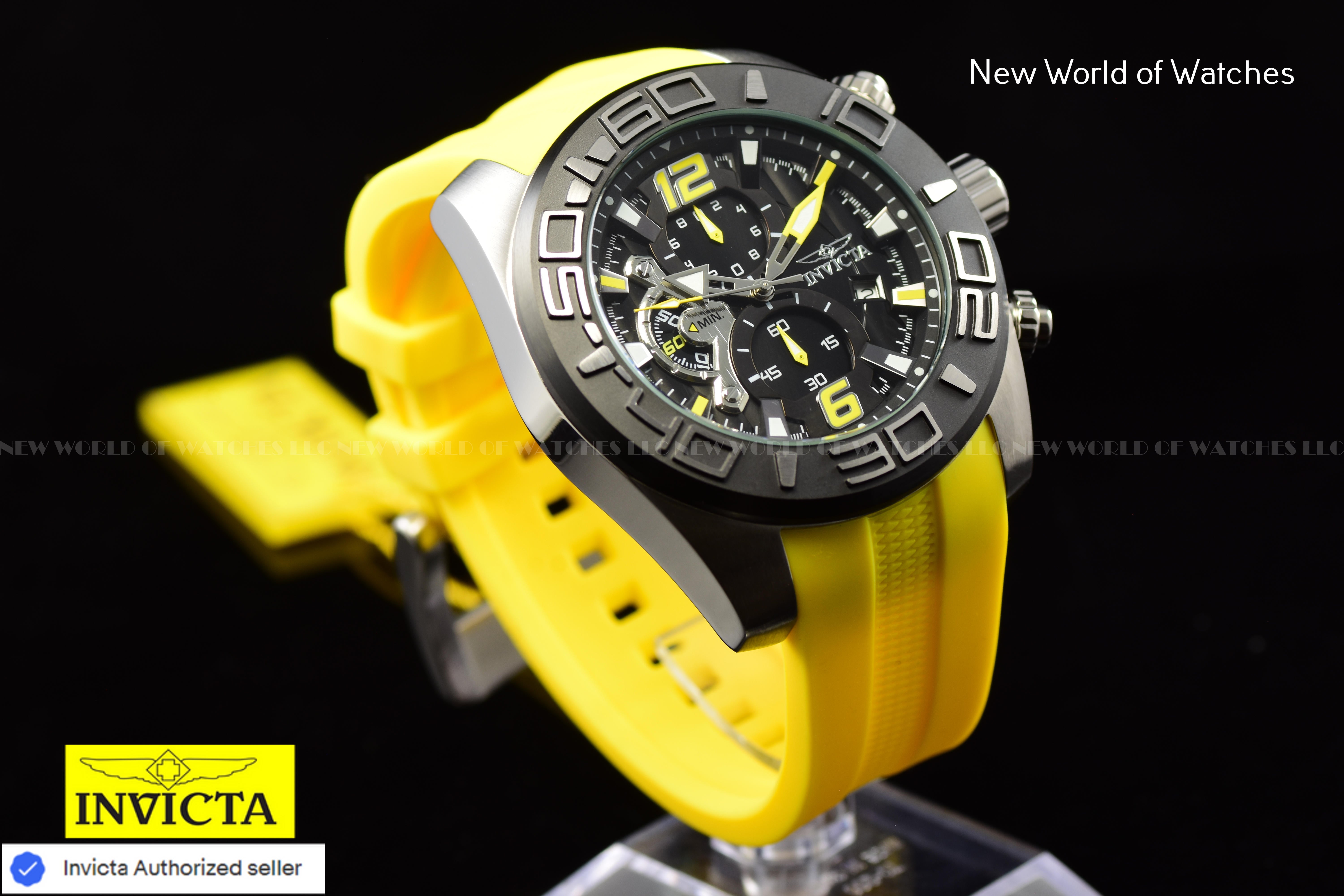 Invicta 22808 Men's Pro Diver Quartz Stainless Steel and Silicone Yellow Watch