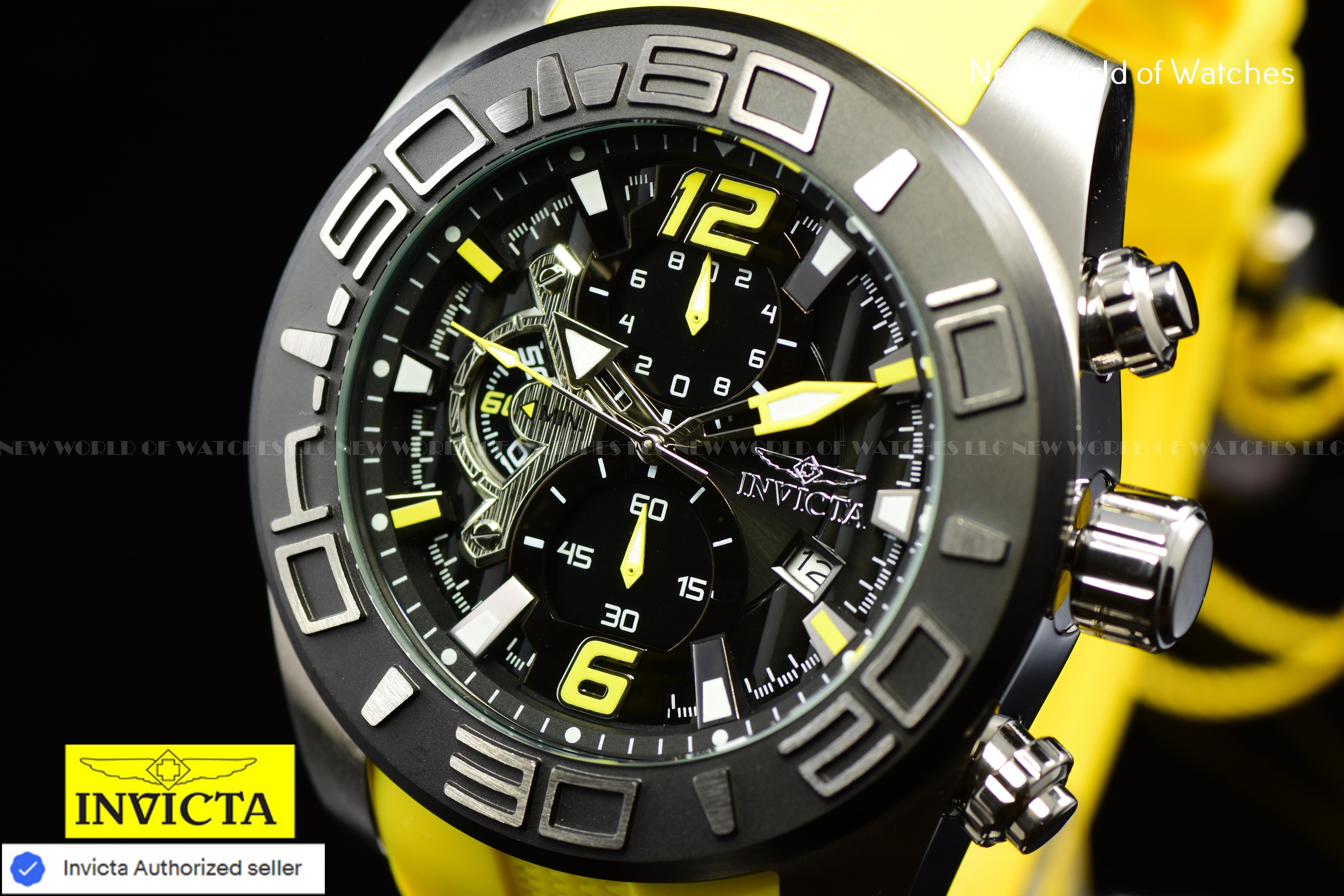 Invicta 22808 Men's Pro Diver Quartz Stainless Steel and Silicone Yellow Watch