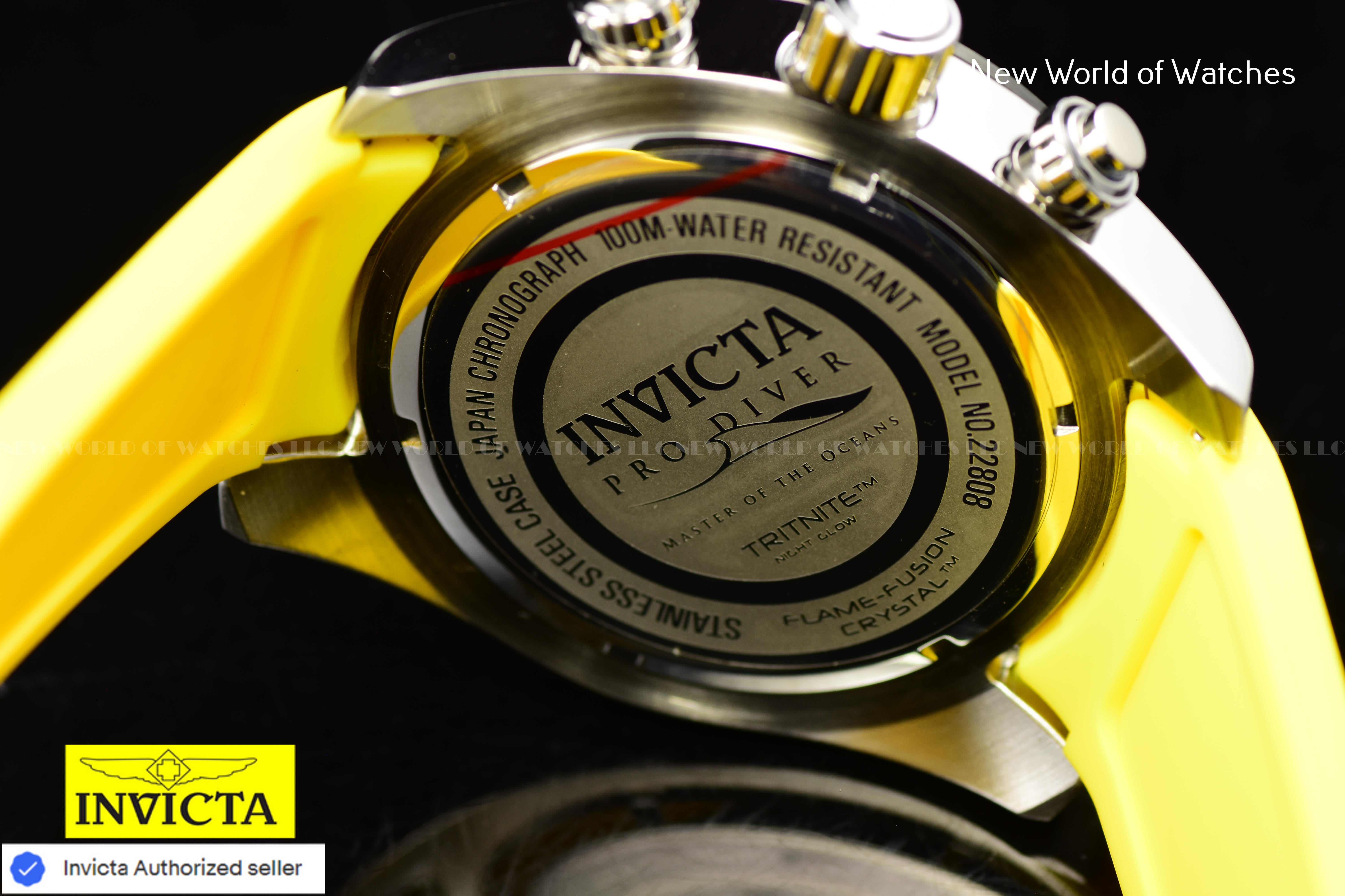 Invicta 22808 Men's Pro Diver Quartz Stainless Steel and Silicone Yellow Watch