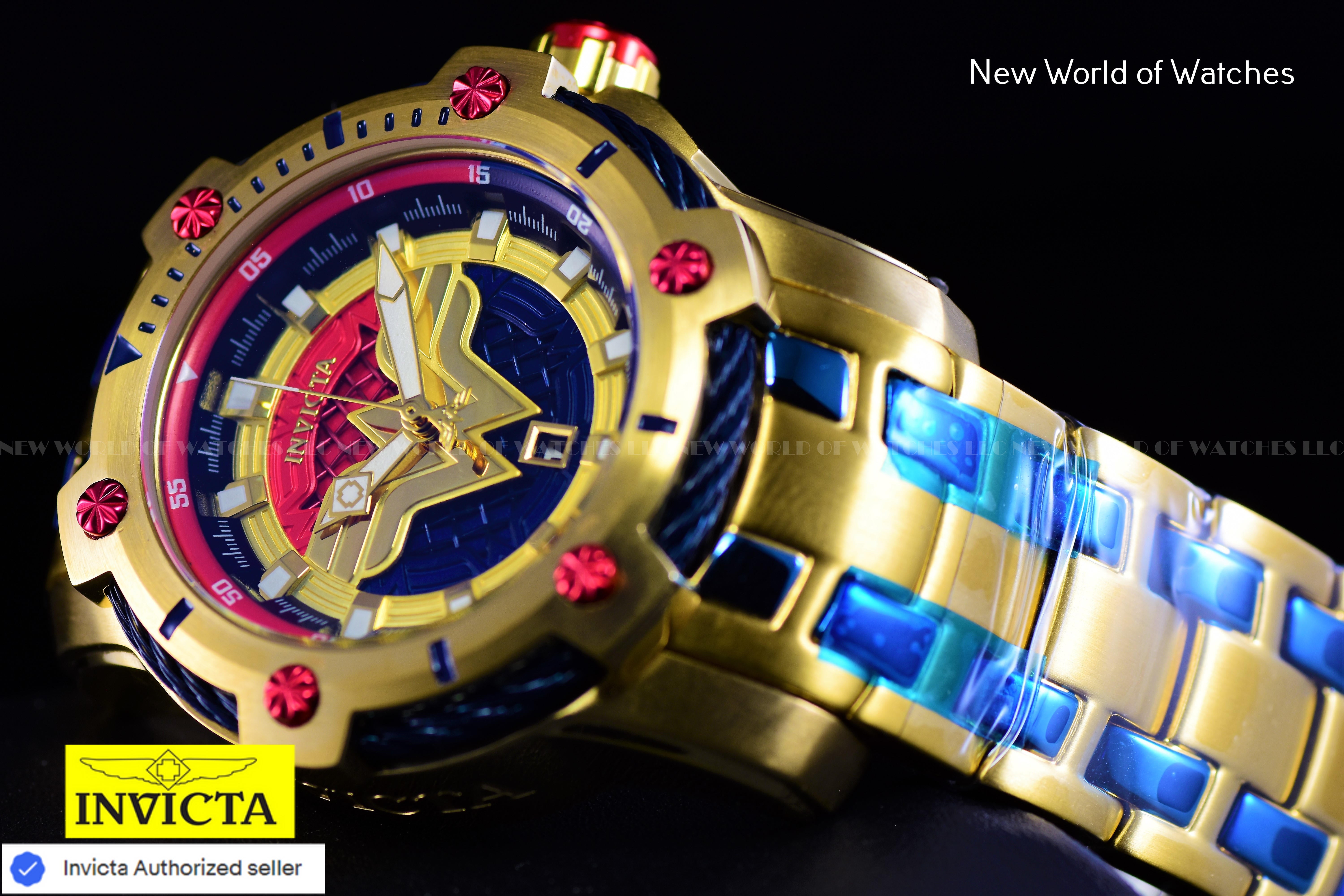 Invicta 39mm Limited Edition DC Comics WONDER WOMEN Bolt Gold Plated Watch 26839