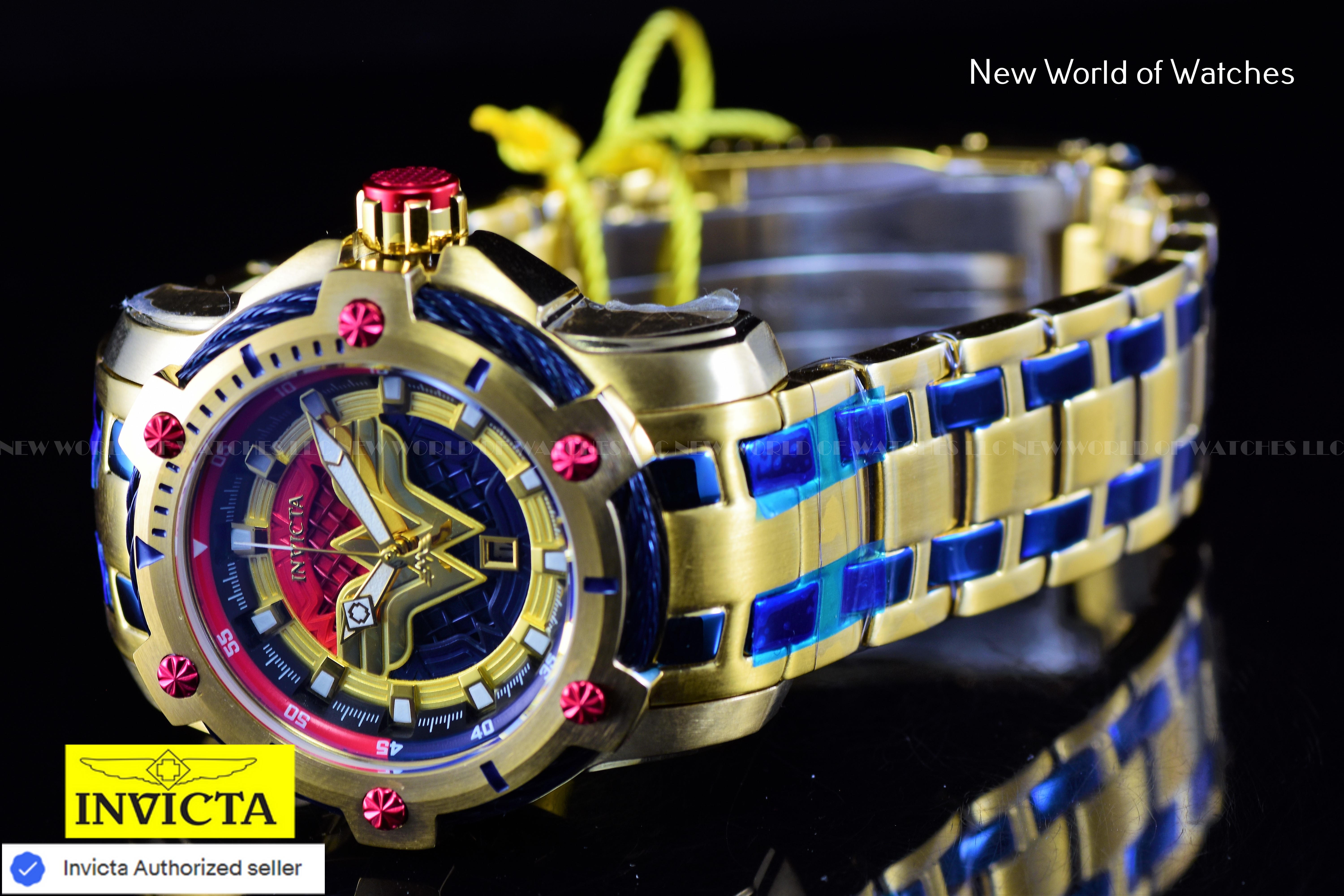 Invicta 39mm Limited Edition DC Comics WONDER WOMEN Bolt Gold Plated Watch 26839