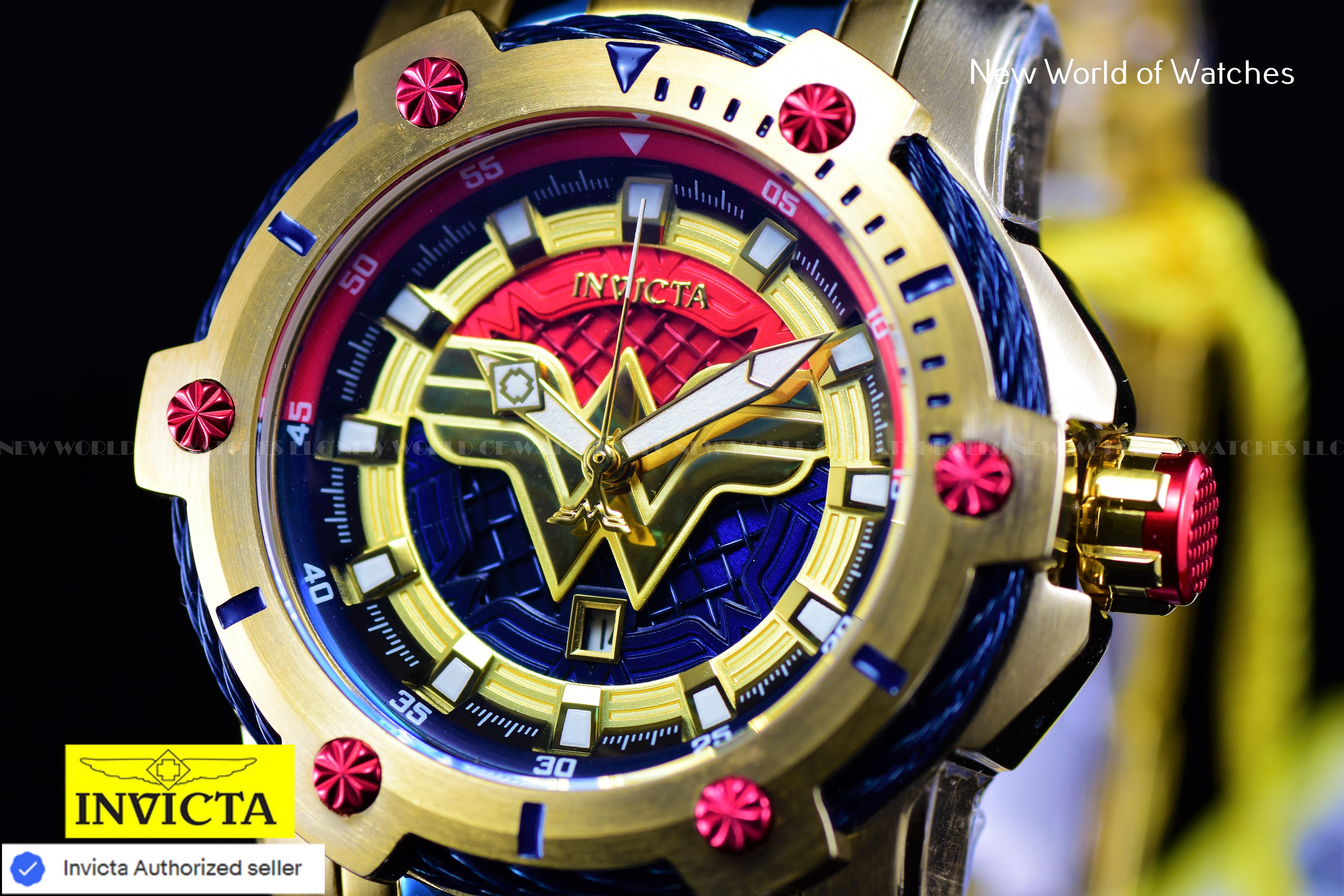 Invicta 39mm Limited Edition DC Comics WONDER WOMEN Bolt Gold Plated Watch 26839