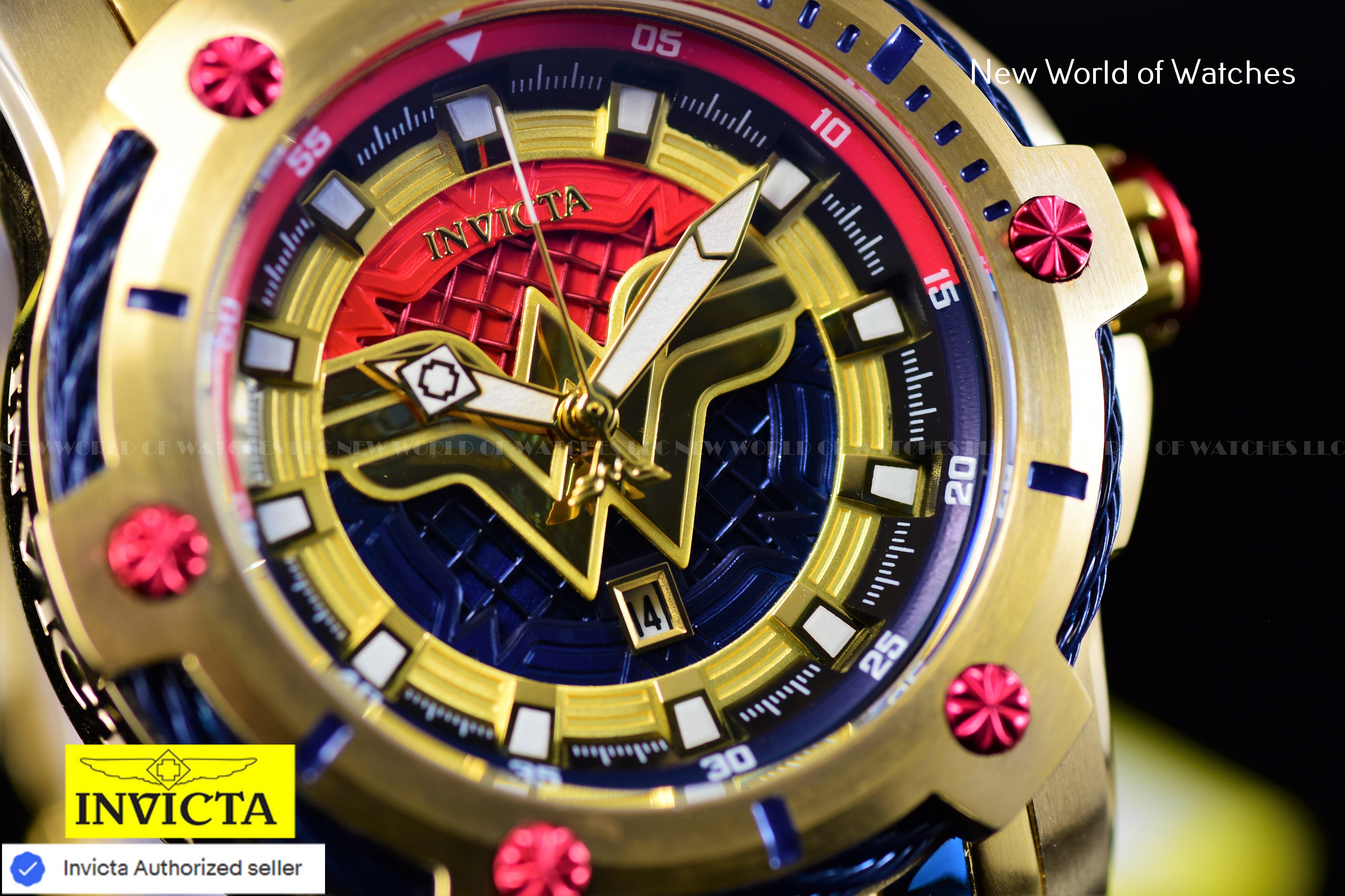 Invicta 39mm Limited Edition DC Comics WONDER WOMEN Bolt Gold Plated Watch 26839