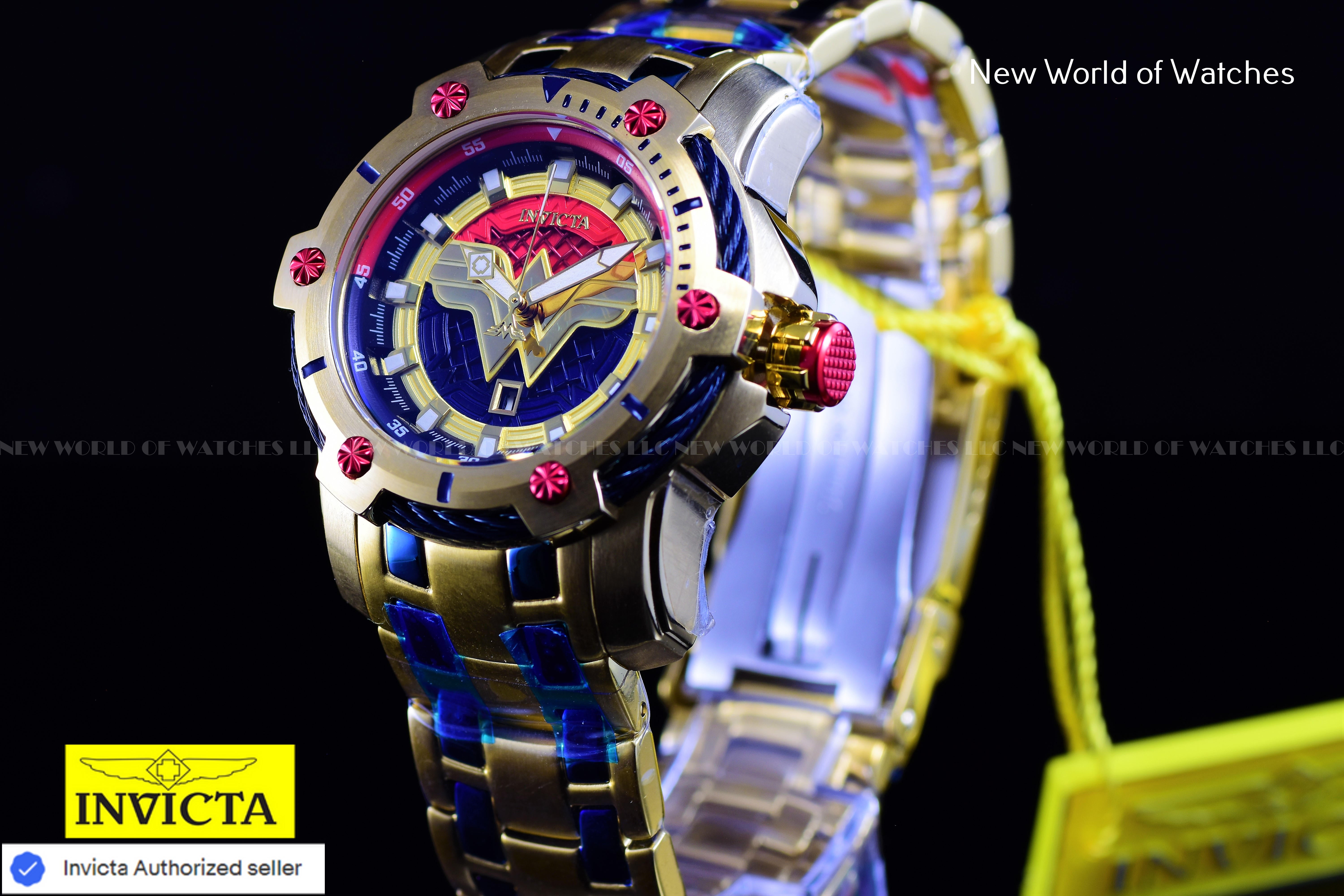 Invicta 39mm Limited Edition DC Comics WONDER WOMEN Bolt Gold Plated Watch 26839
