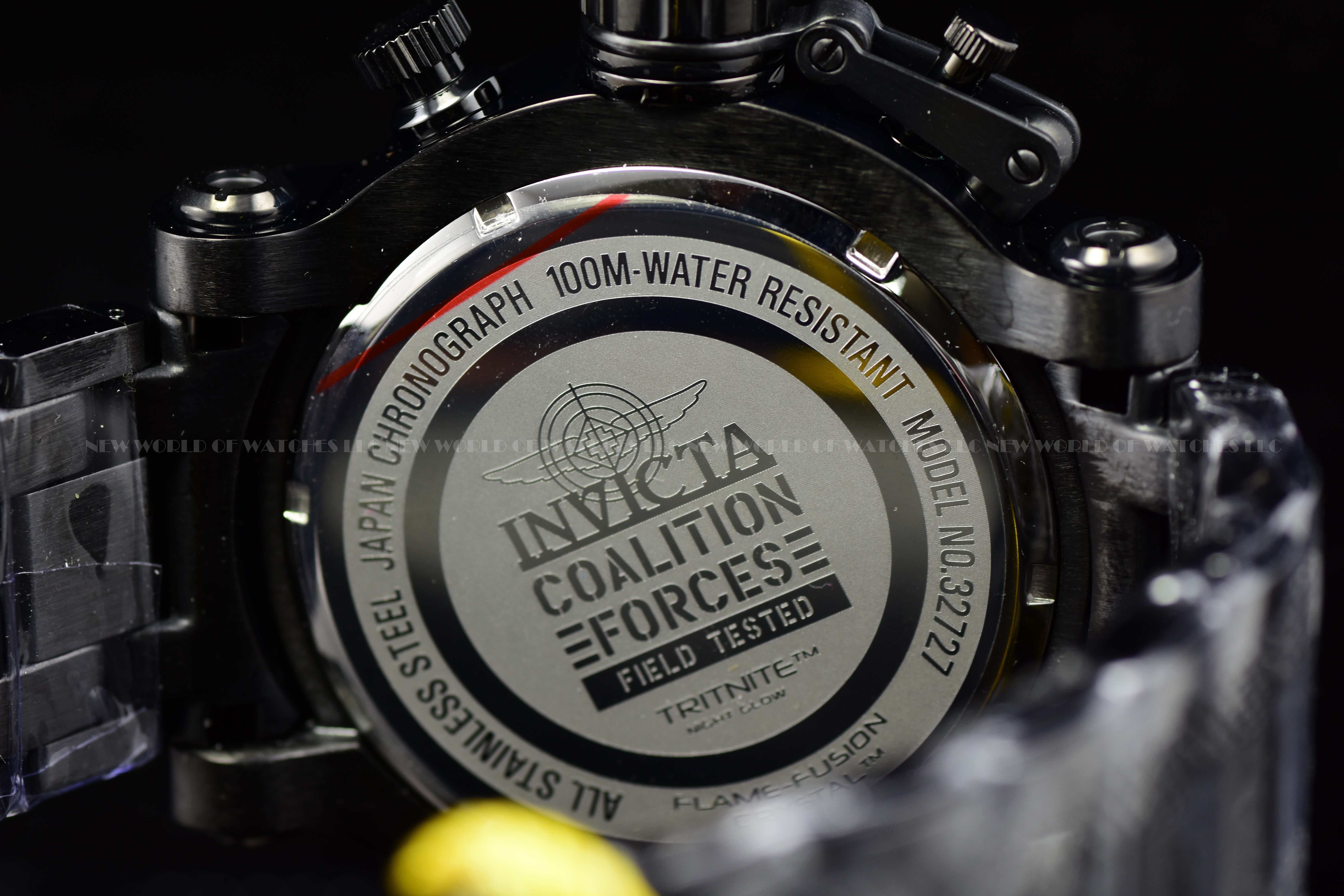 Invicta Men Coalition Forces 52mm Silver Black Quartz Japan Stainless Steel Watch
