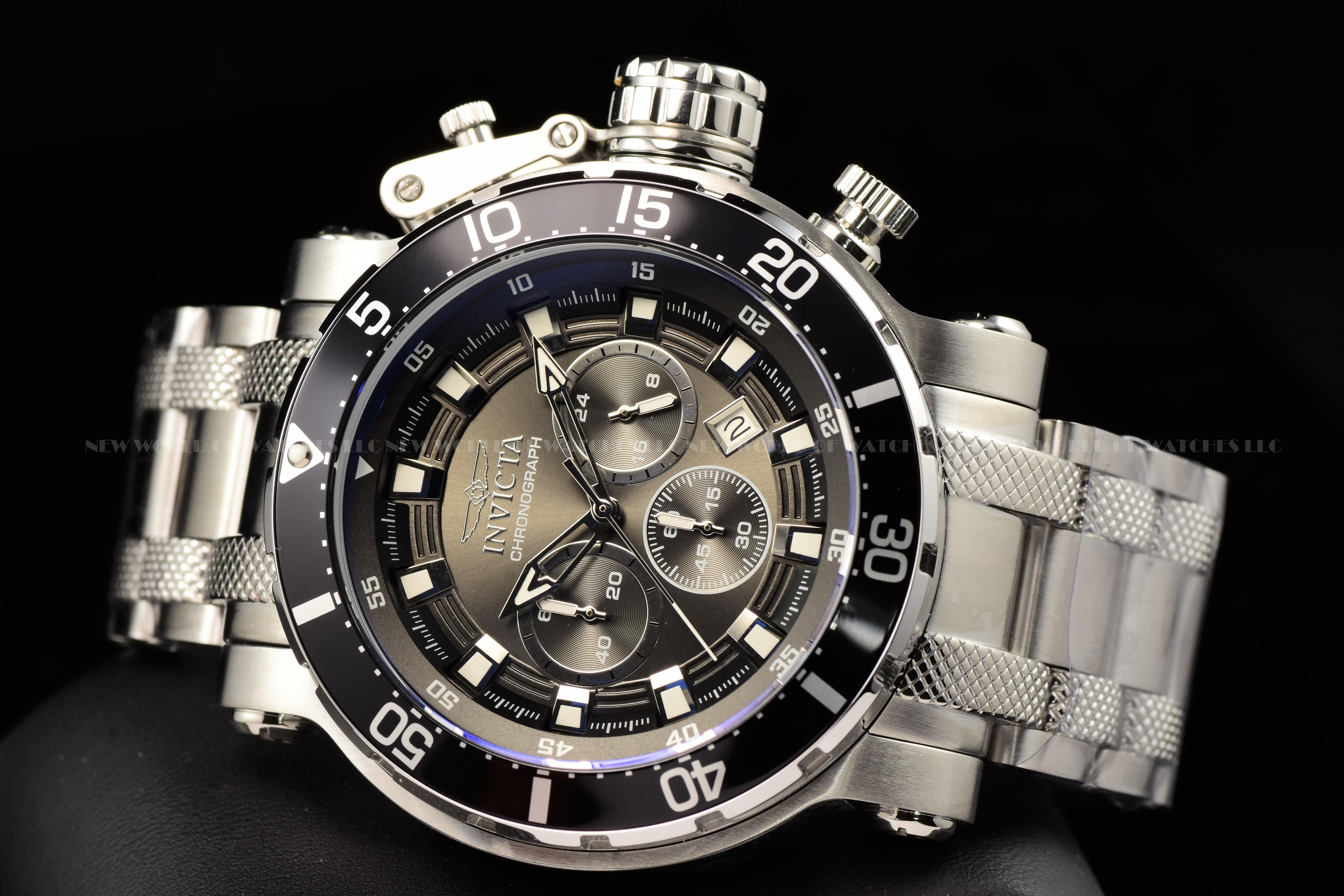 Invicta Men's Coalition Forces 52mm Black Chronograph Dial Stainless Steel Watch