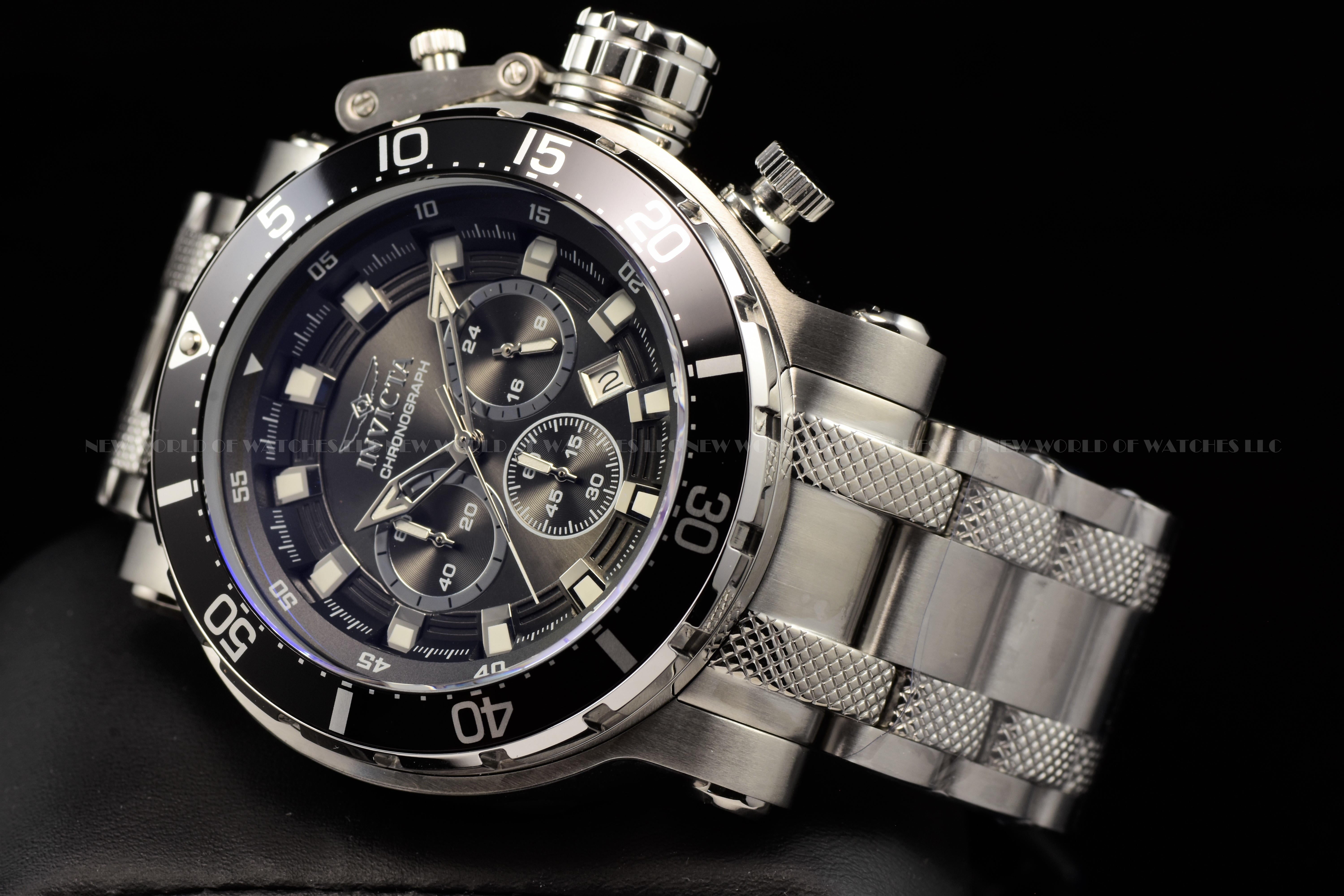 Invicta Men's Coalition Forces 52mm Black Chronograph Dial Stainless Steel Watch