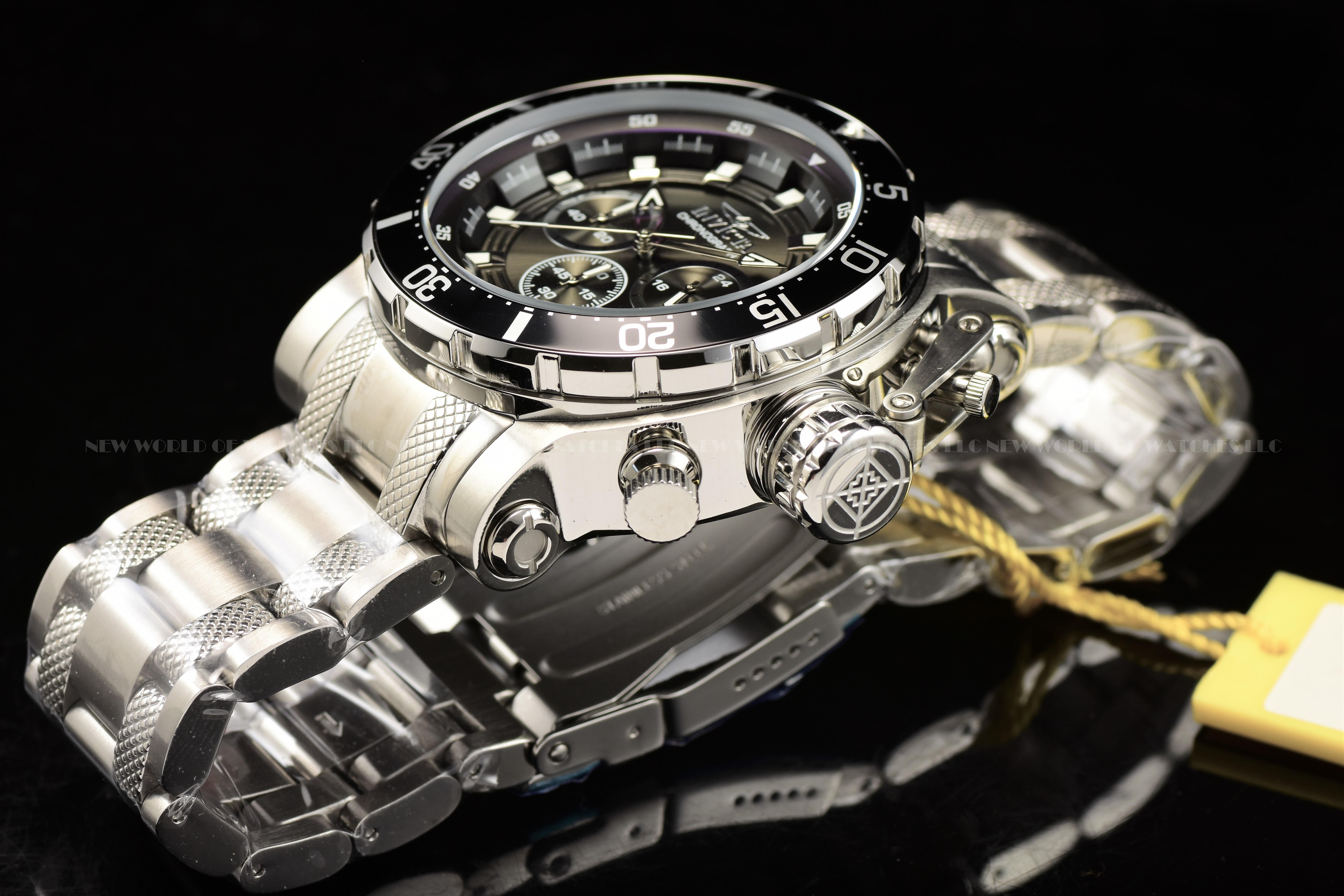 Invicta Men's Coalition Forces 52mm Black Chronograph Dial Stainless Steel Watch