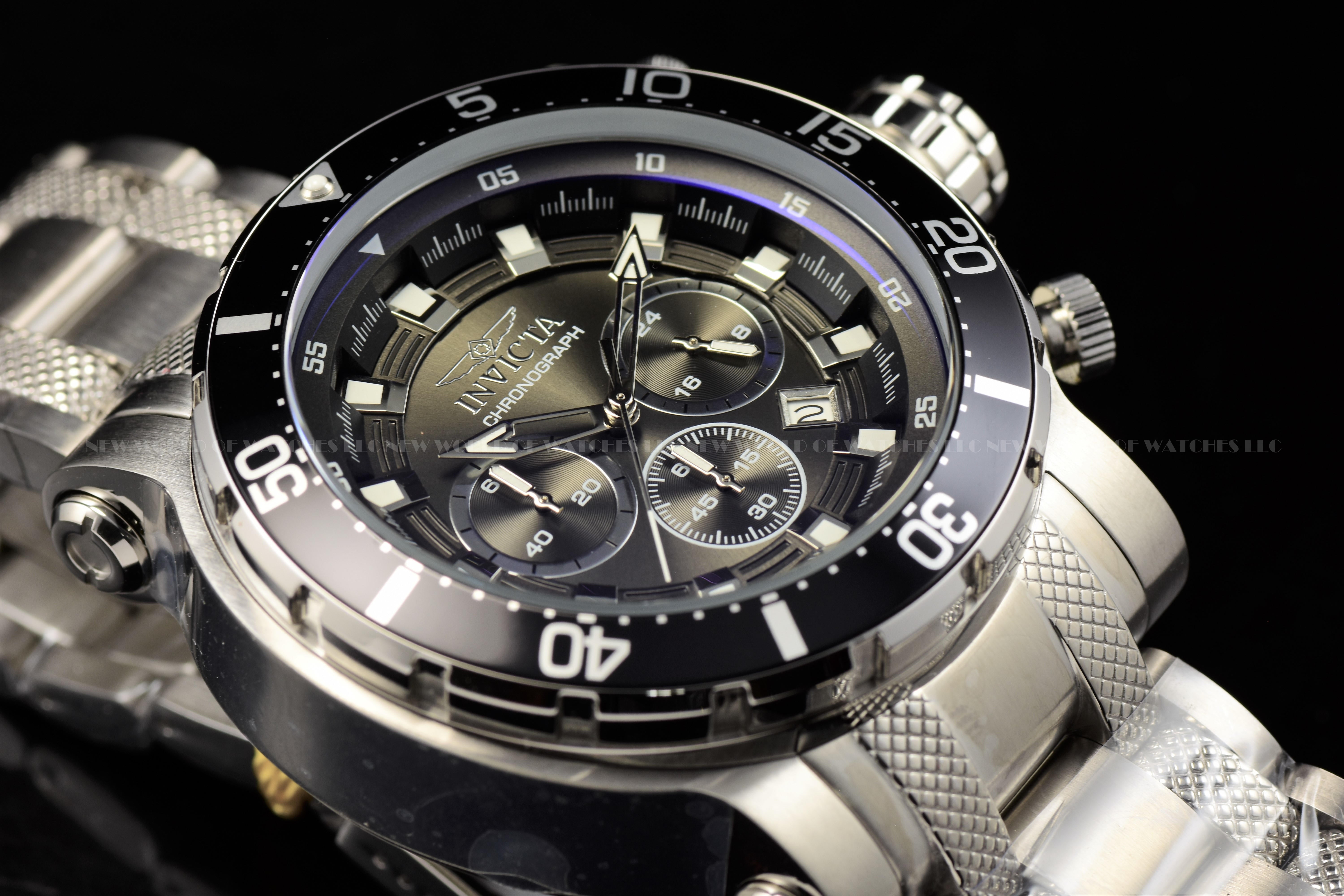 Invicta Men's Coalition Forces 52mm Black Chronograph Dial Stainless Steel Watch