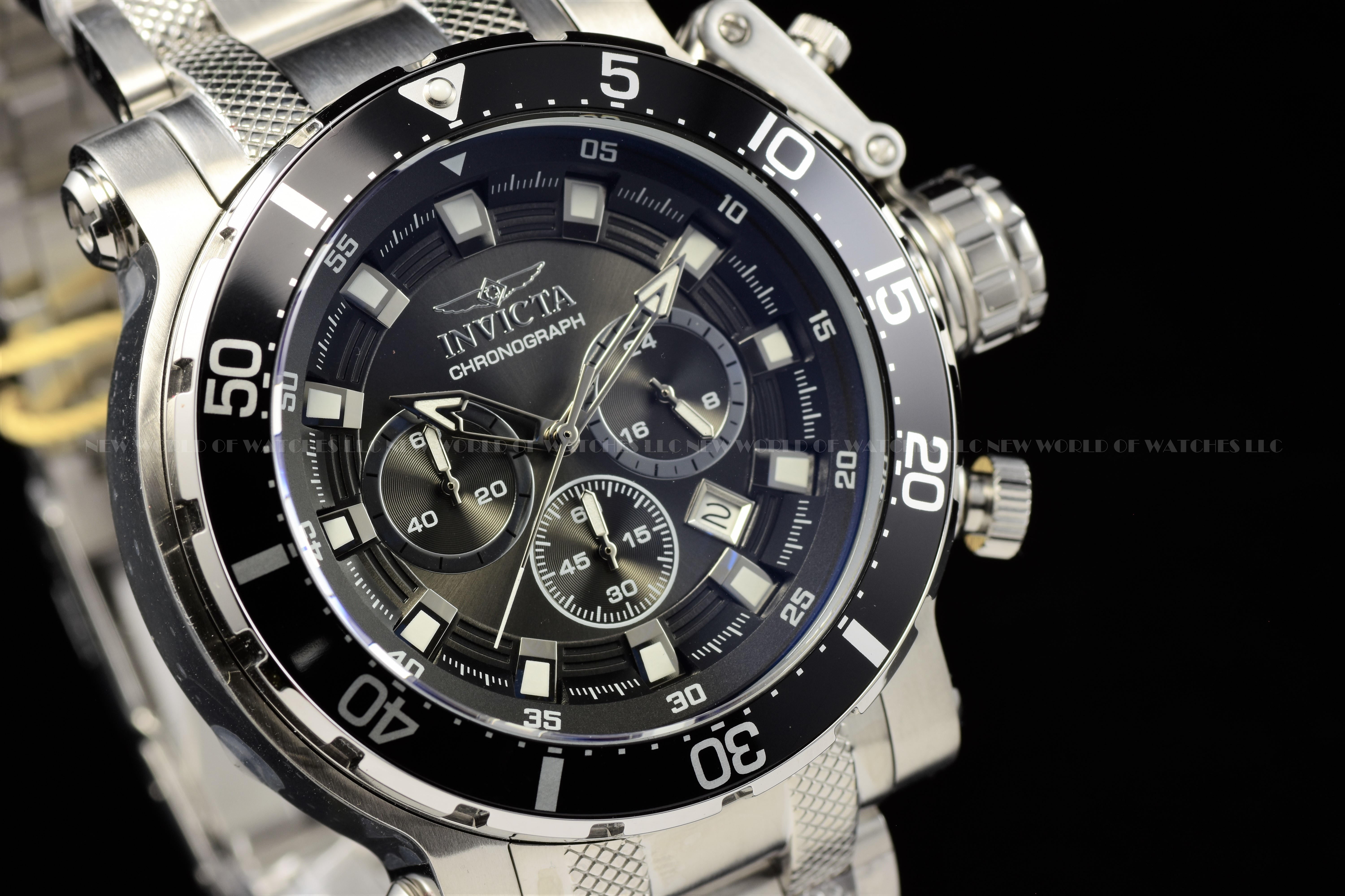 Invicta Men's Coalition Forces 52mm Black Chronograph Dial Stainless Steel Watch