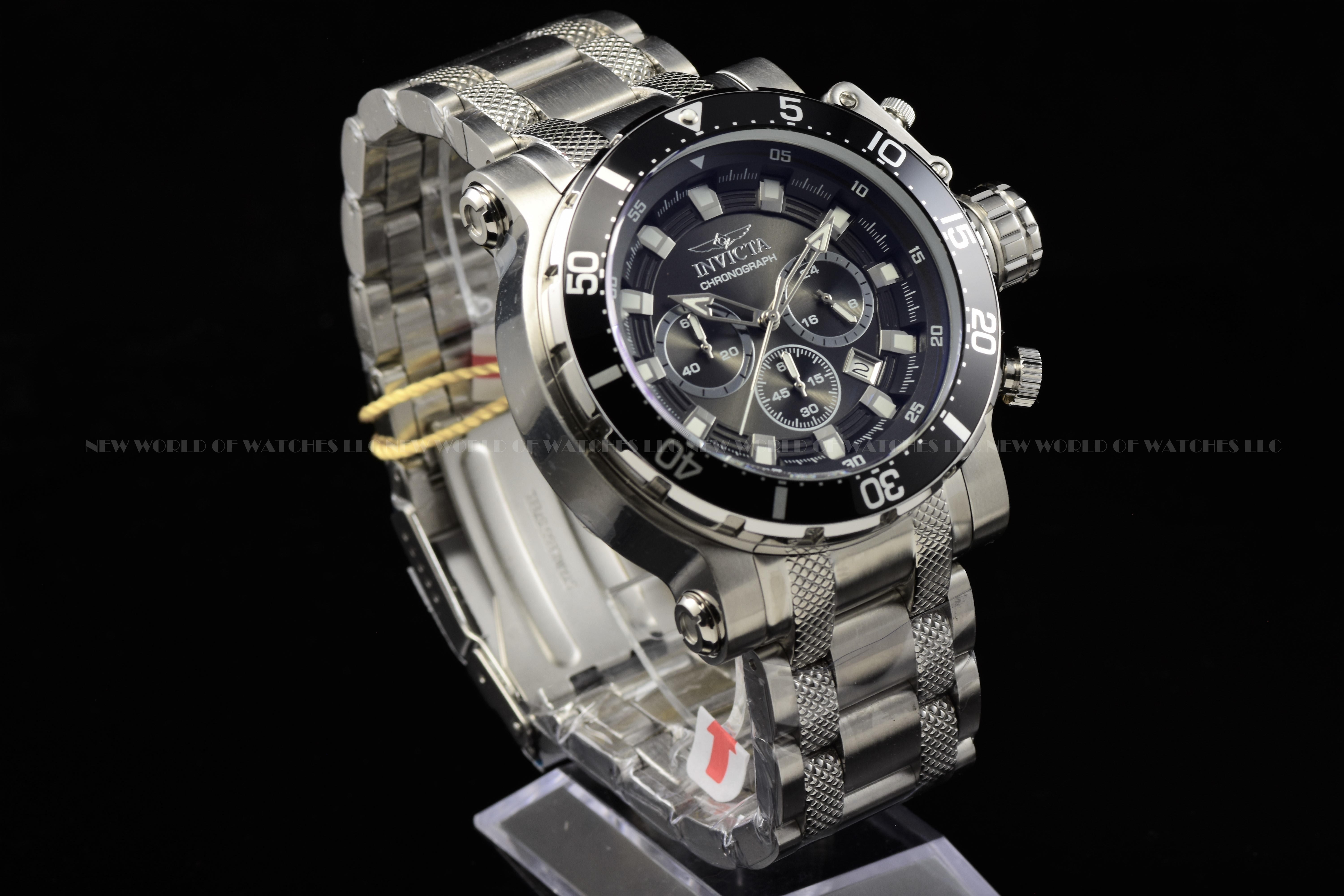 Invicta Men's Coalition Forces 52mm Black Chronograph Dial Stainless Steel Watch
