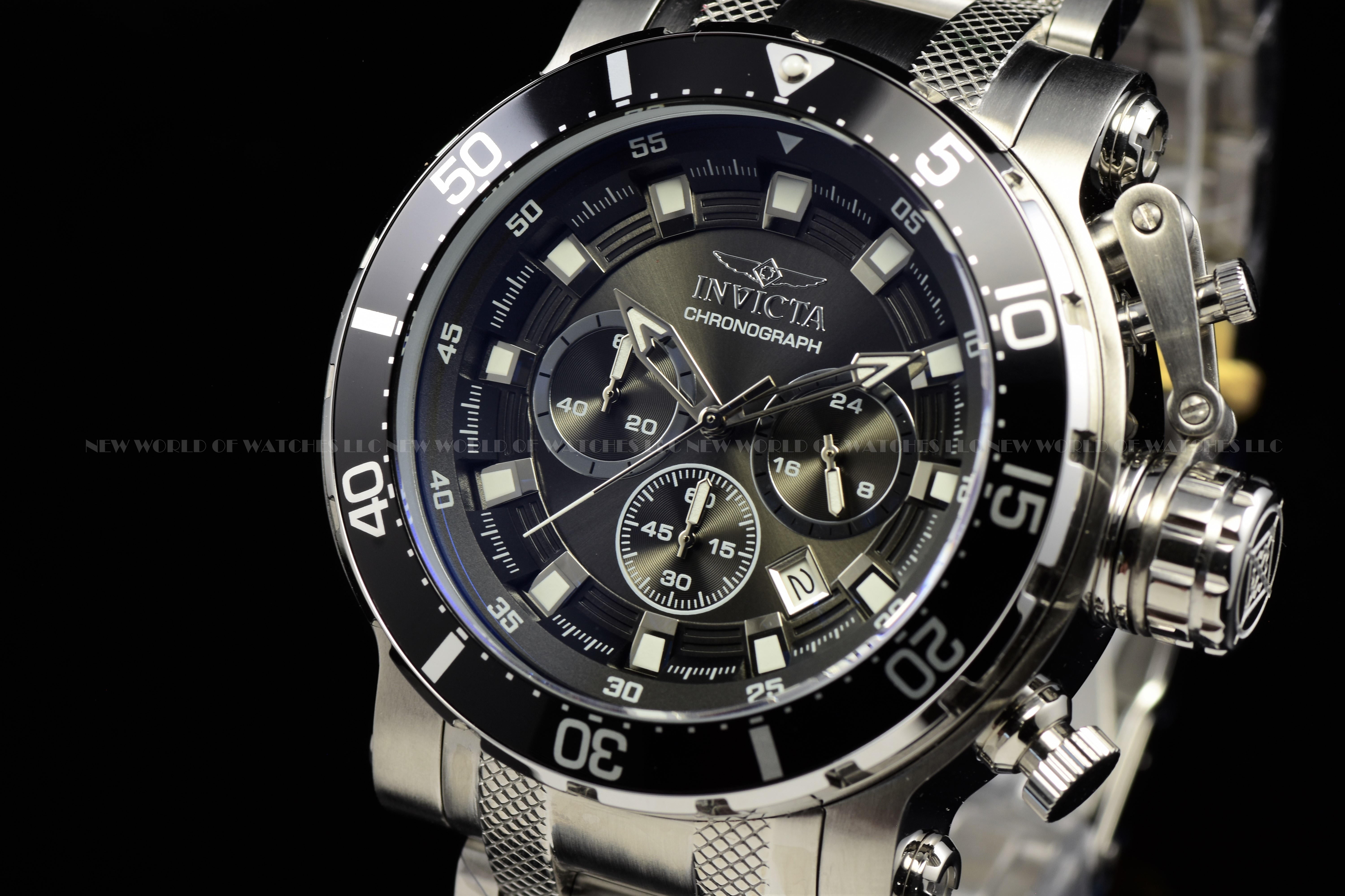 Invicta Men's Coalition Forces 52mm Black Chronograph Dial Stainless Steel Watch
