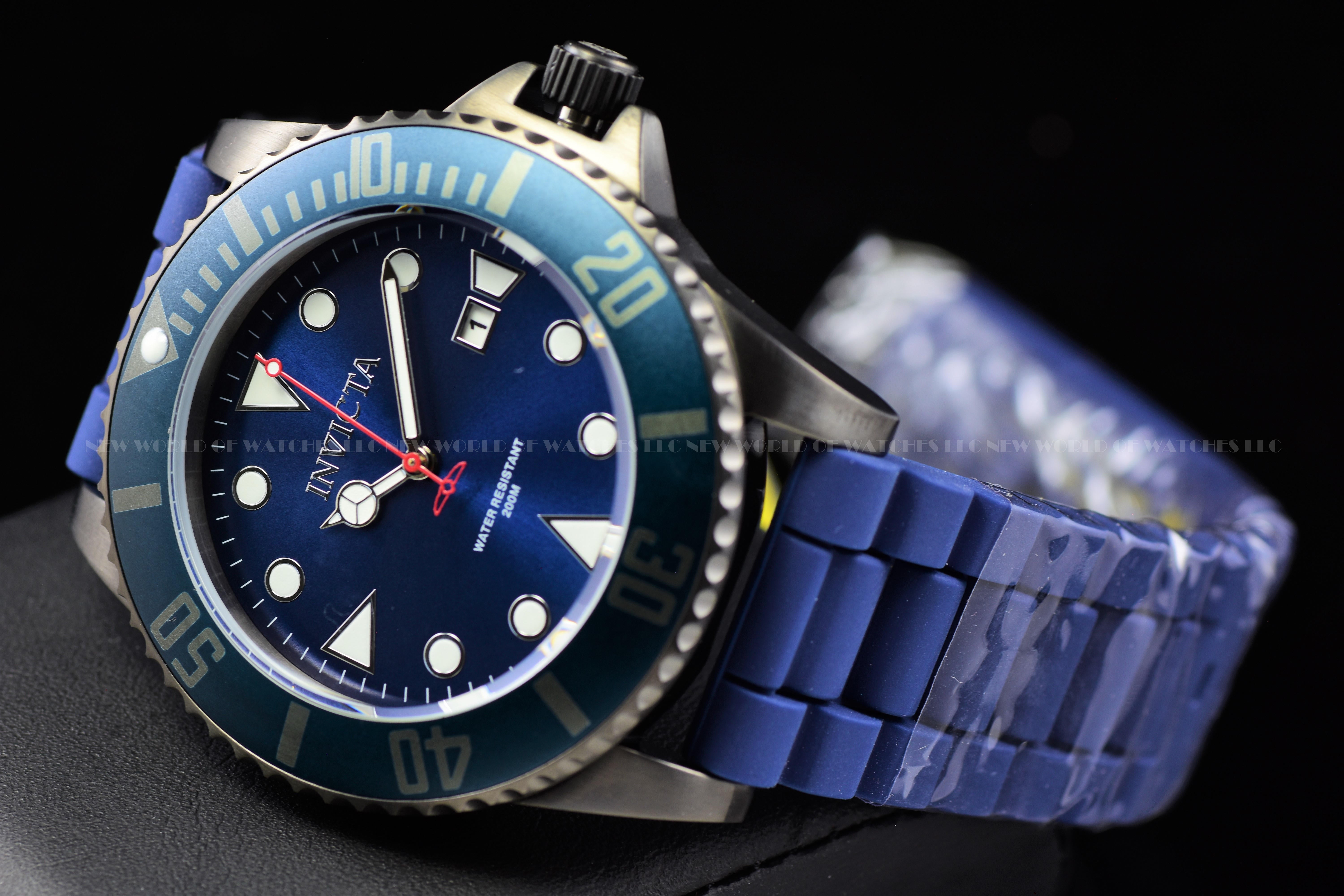 Invicta Men's Pro Diver 44mm Quartz Blue Silicone Strap Watch 90306