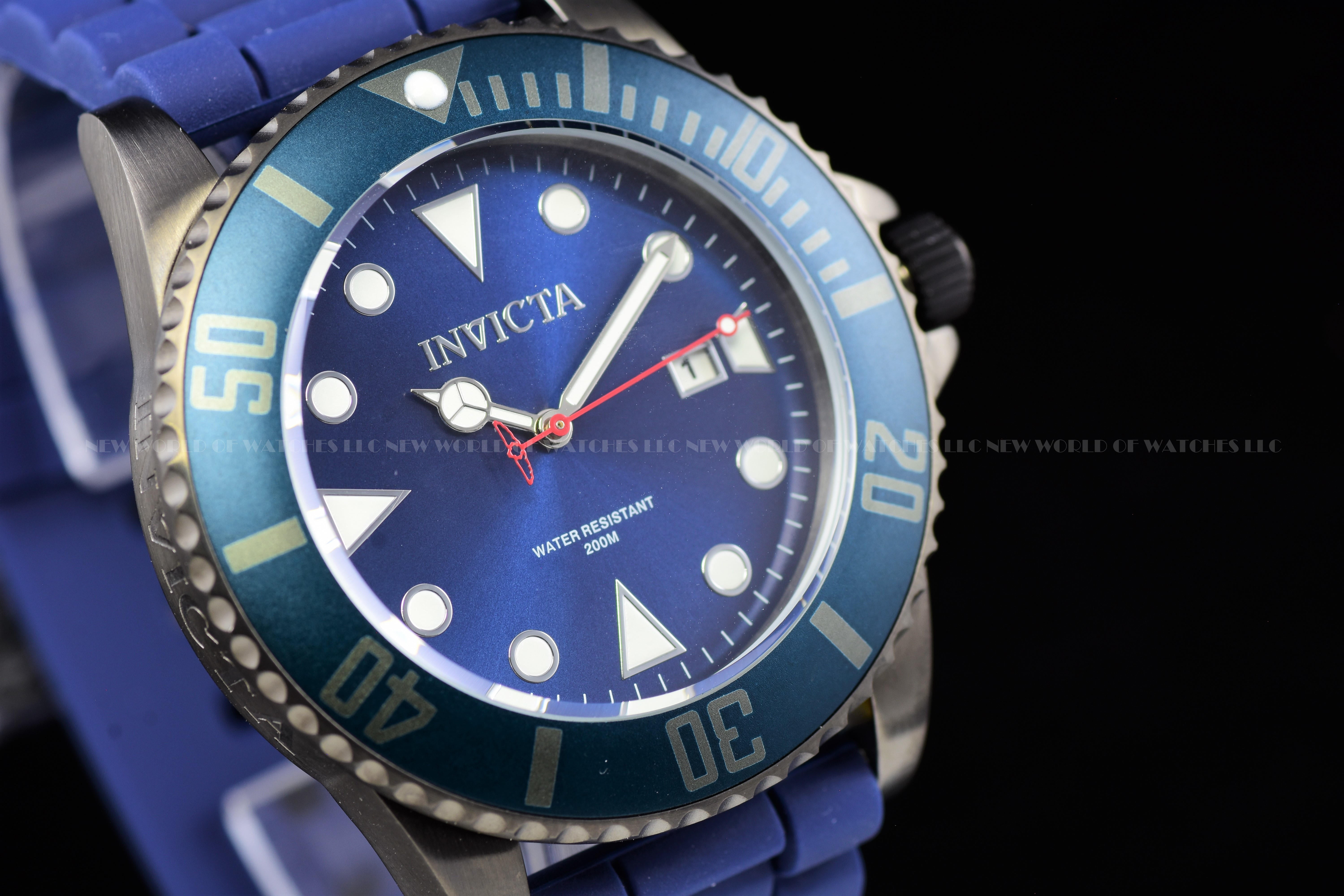 Invicta Men's Pro Diver 44mm Quartz Blue Silicone Strap Watch 90306