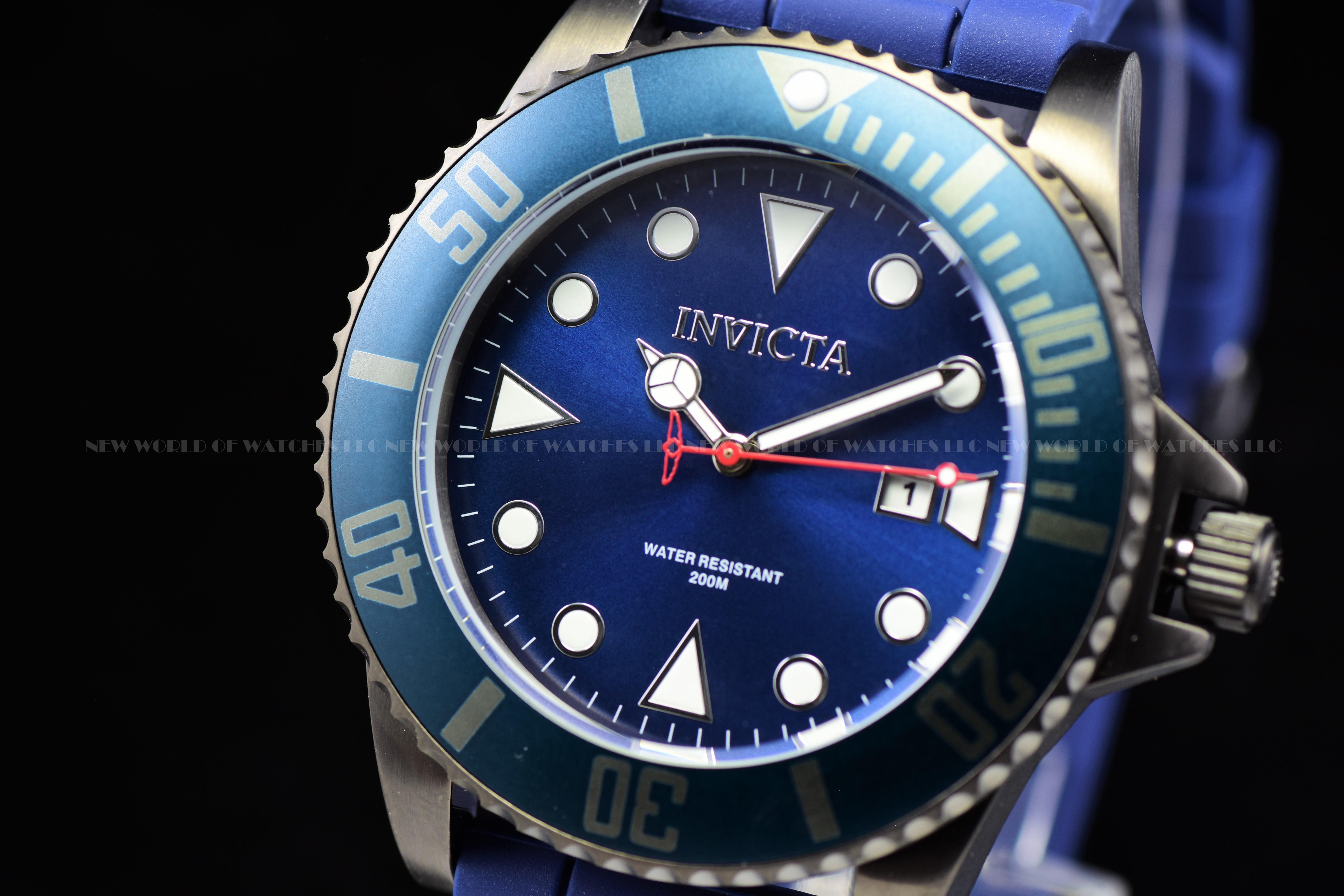 Invicta Men's Pro Diver 44mm Quartz Blue Silicone Strap Watch 90306