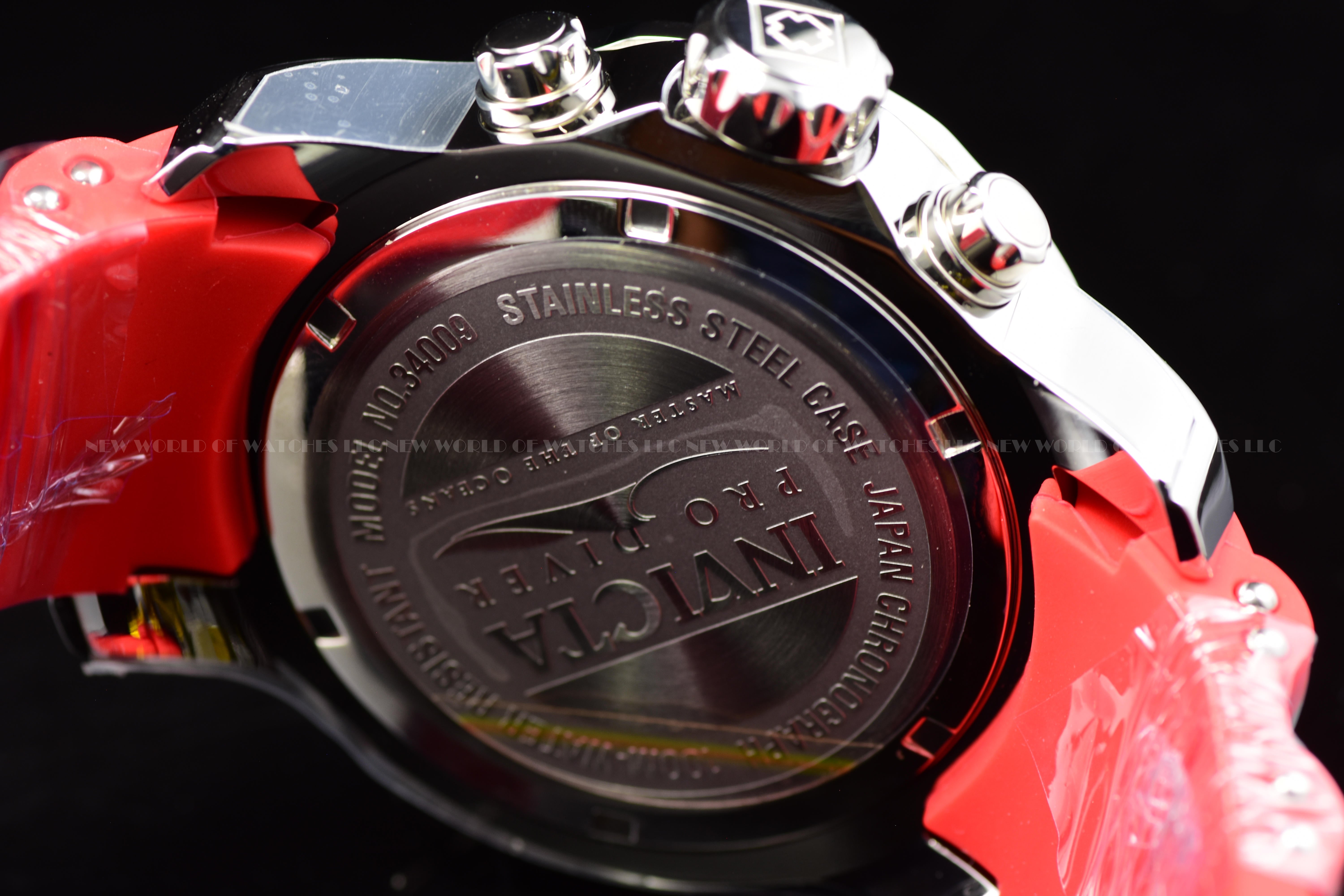 Invicta Men Pro Diver 48mm Red Silver Black Quartz Japan Silicone Stainless Steel Watch