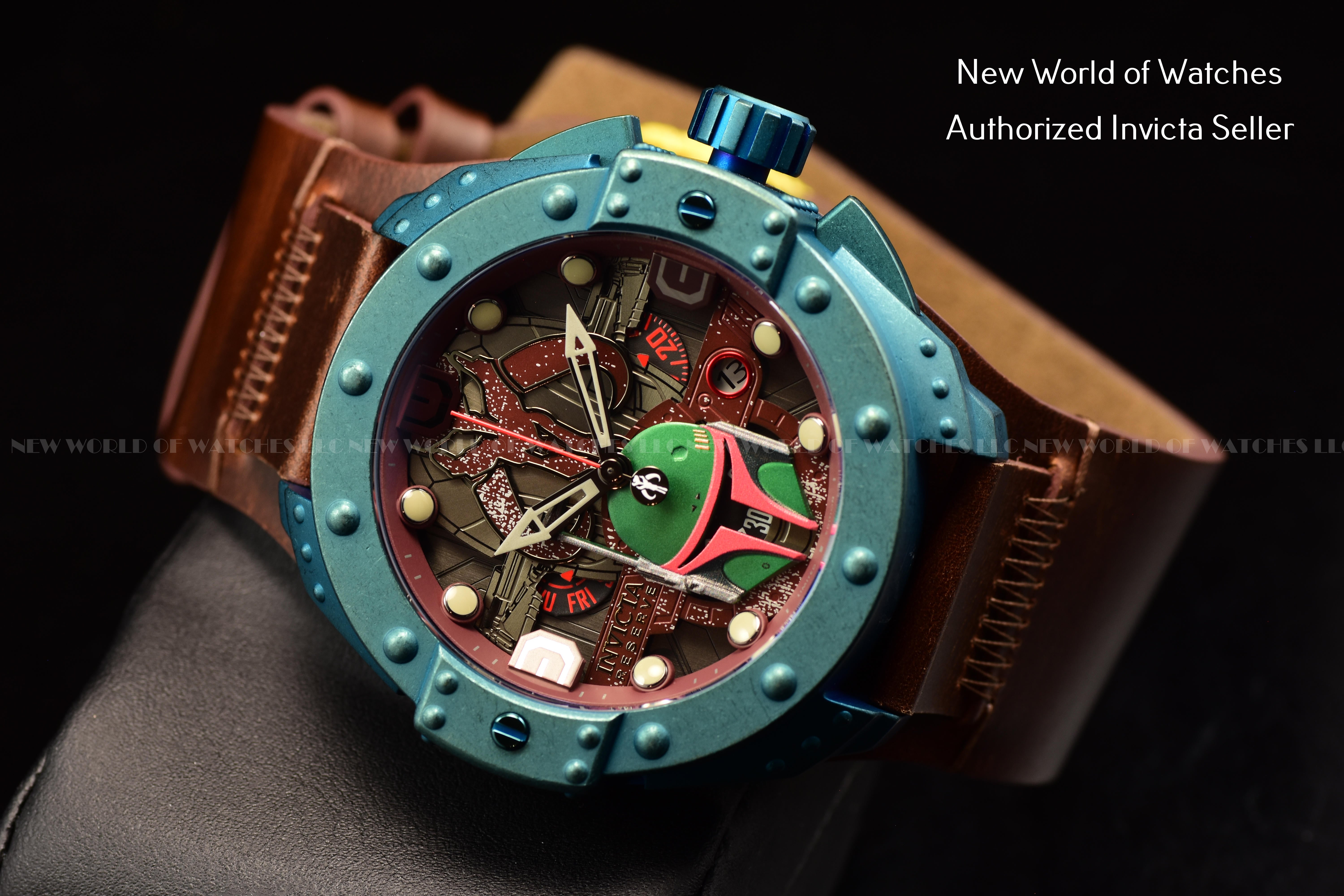 RARE NEW INVICTA 44298 STAR WARS BOBA FETT SWISS CHRONOGRAPH STEEL LIMITED 52MM