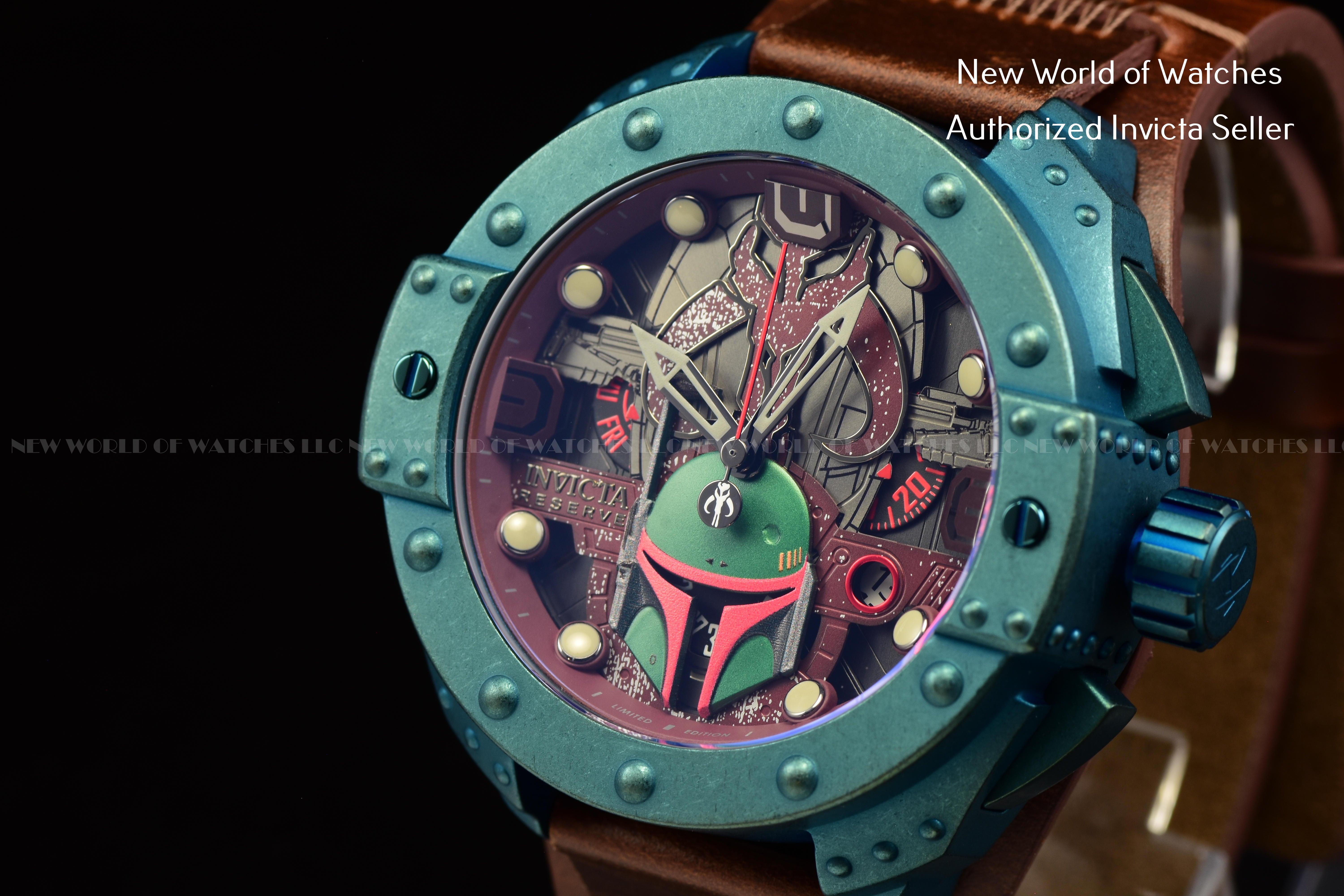 RARE NEW INVICTA 44298 STAR WARS BOBA FETT SWISS CHRONOGRAPH STEEL LIMITED 52MM