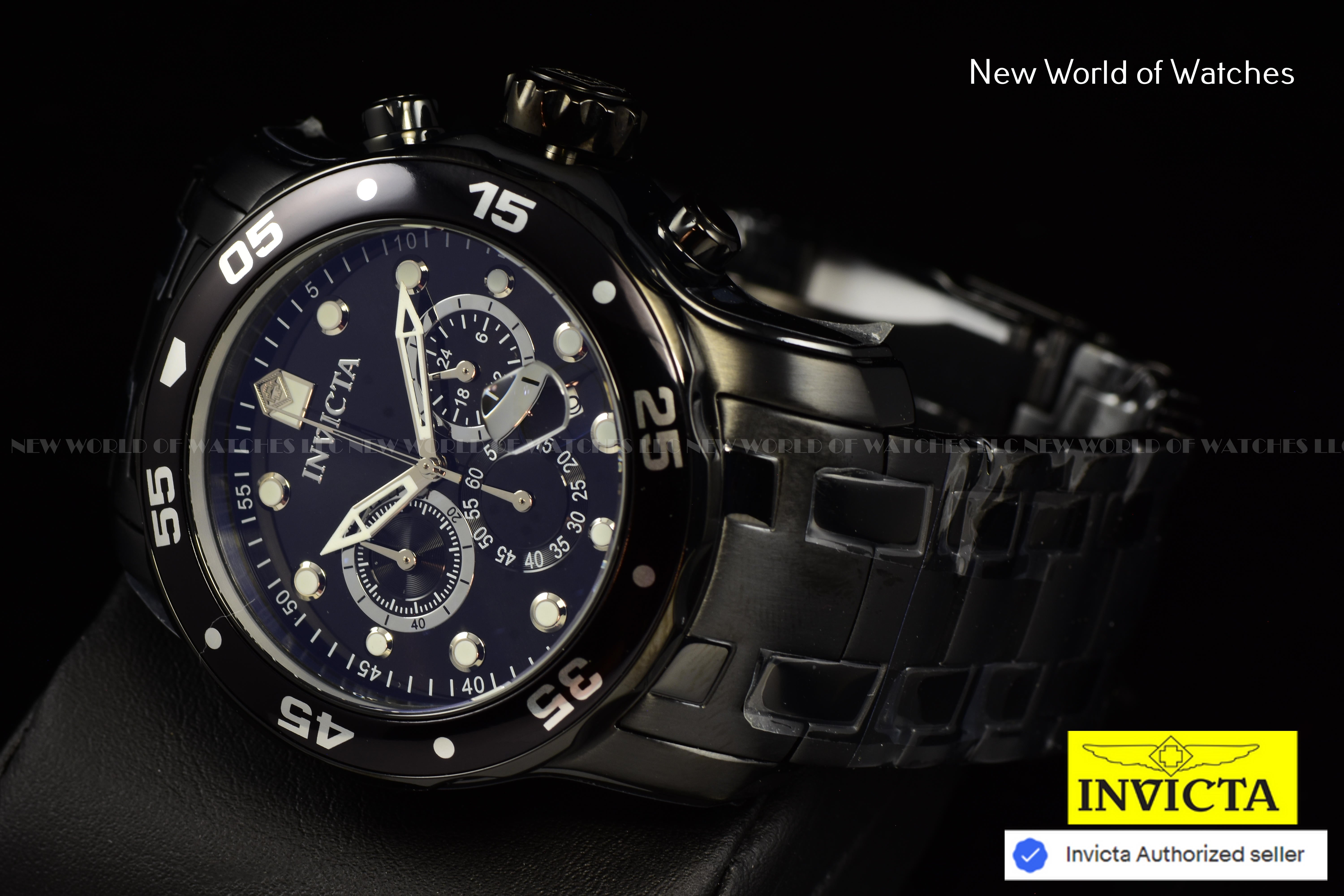 NEW Invicta Men's 48mm Pro Diver SCUBA Chronograph COMBAT Triple Black SS Watch
