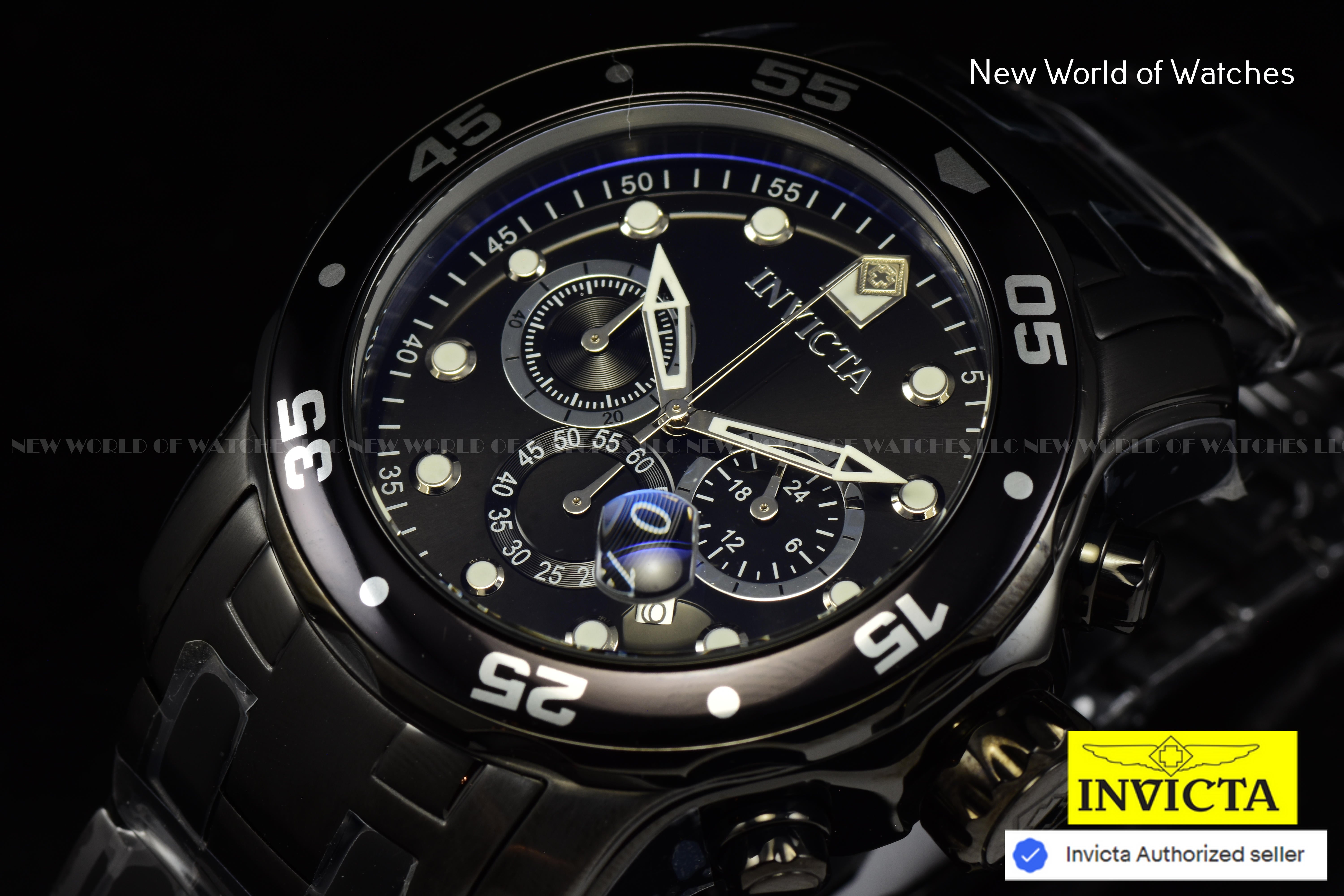 NEW Invicta Men's 48mm Pro Diver SCUBA Chronograph COMBAT Triple Black SS Watch