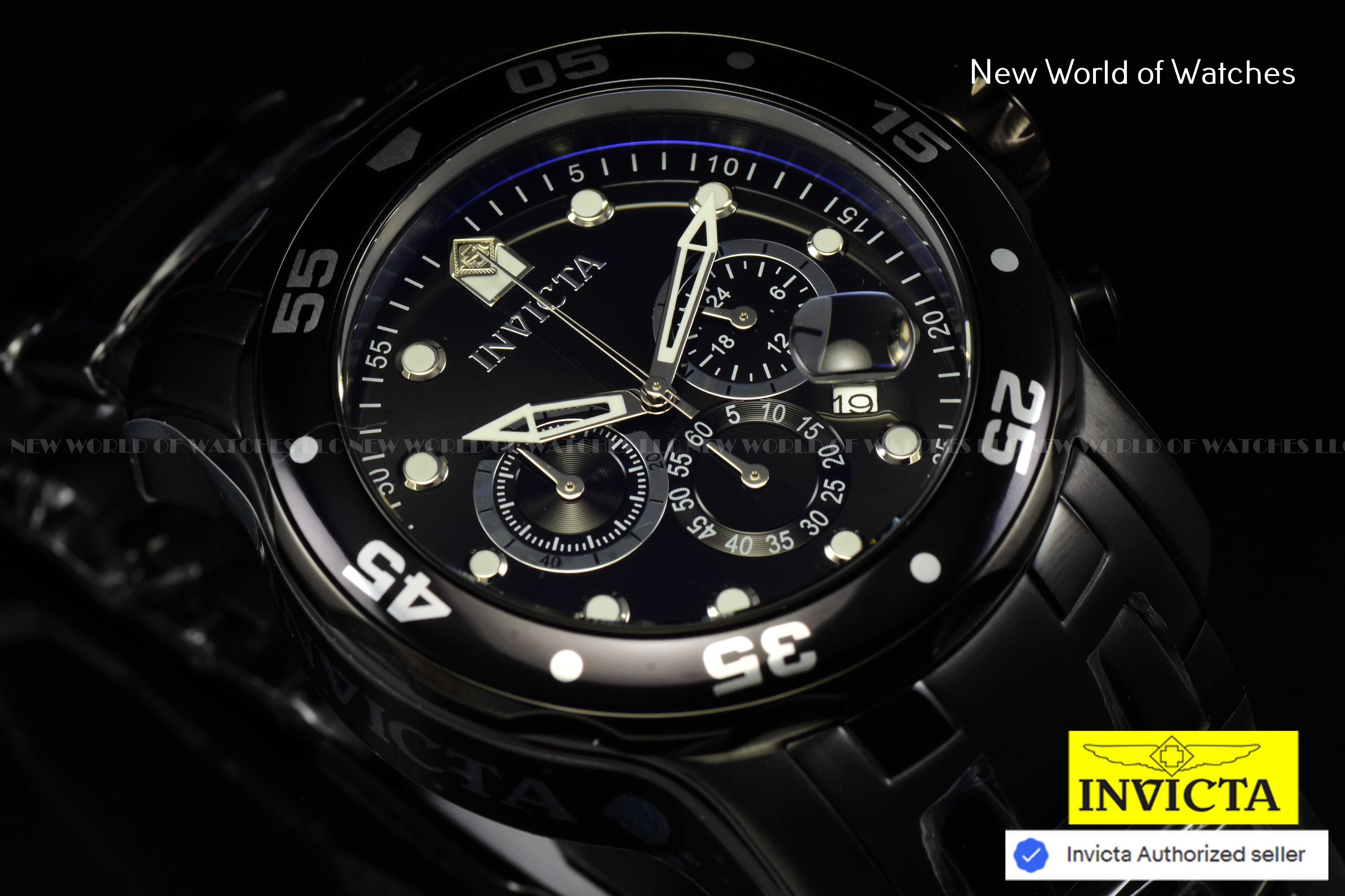 NEW Invicta Men's 48mm Pro Diver SCUBA Chronograph COMBAT Triple Black SS Watch